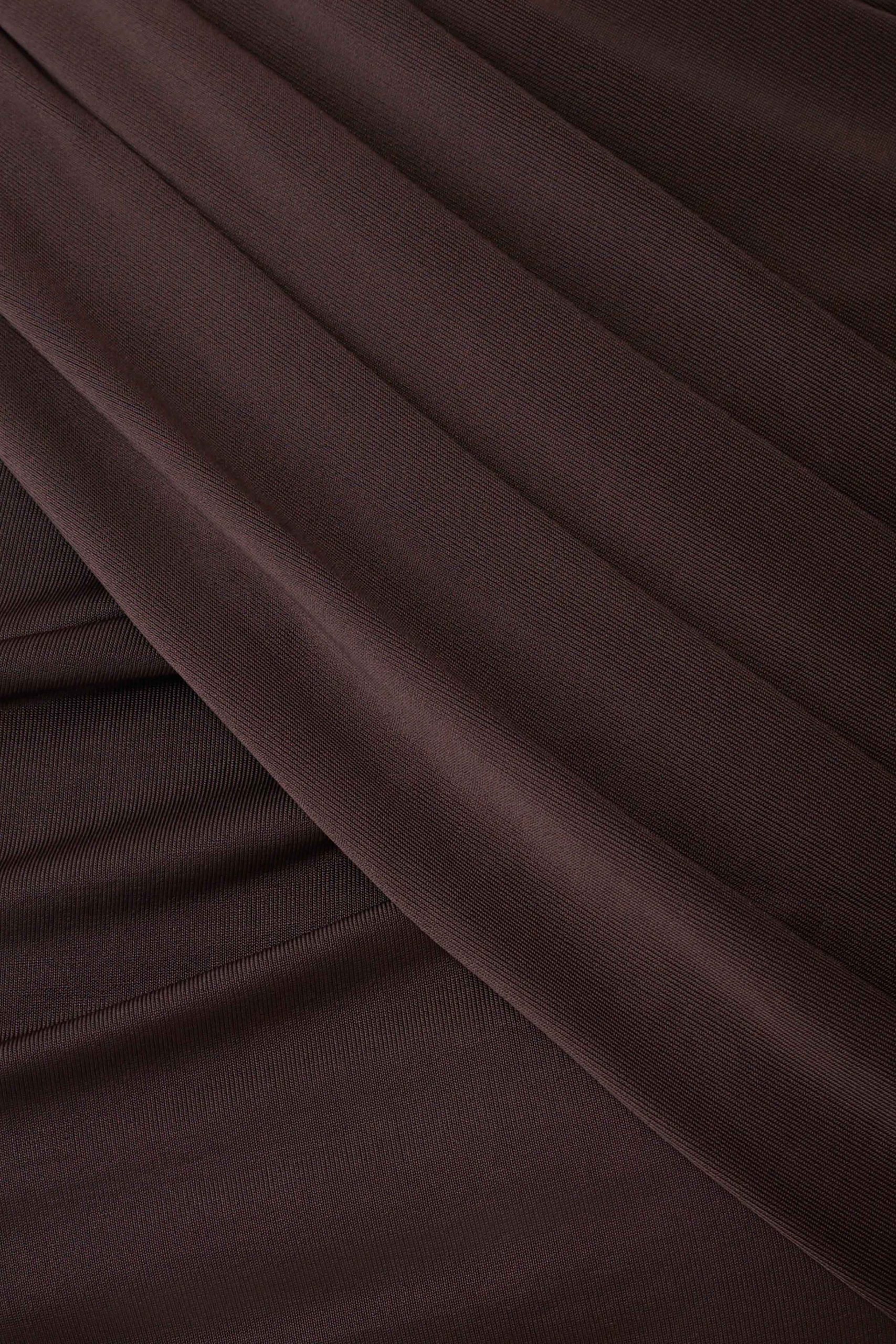 Adrienne One Shoulder Slinky Top - Chocolate - Image 7