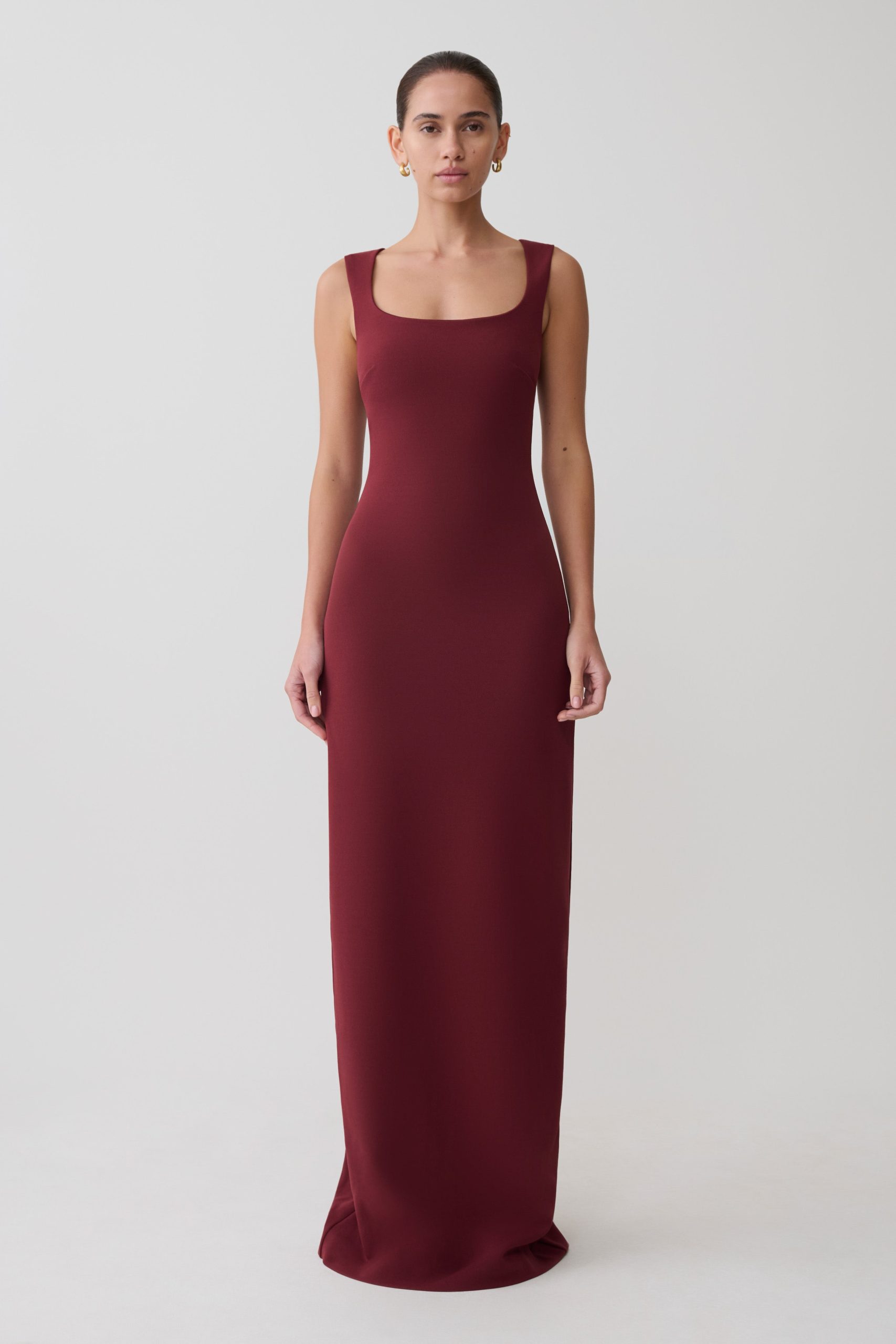 Rhea Detachable Cape Jersey Maxi Dress - Wine - Image 10