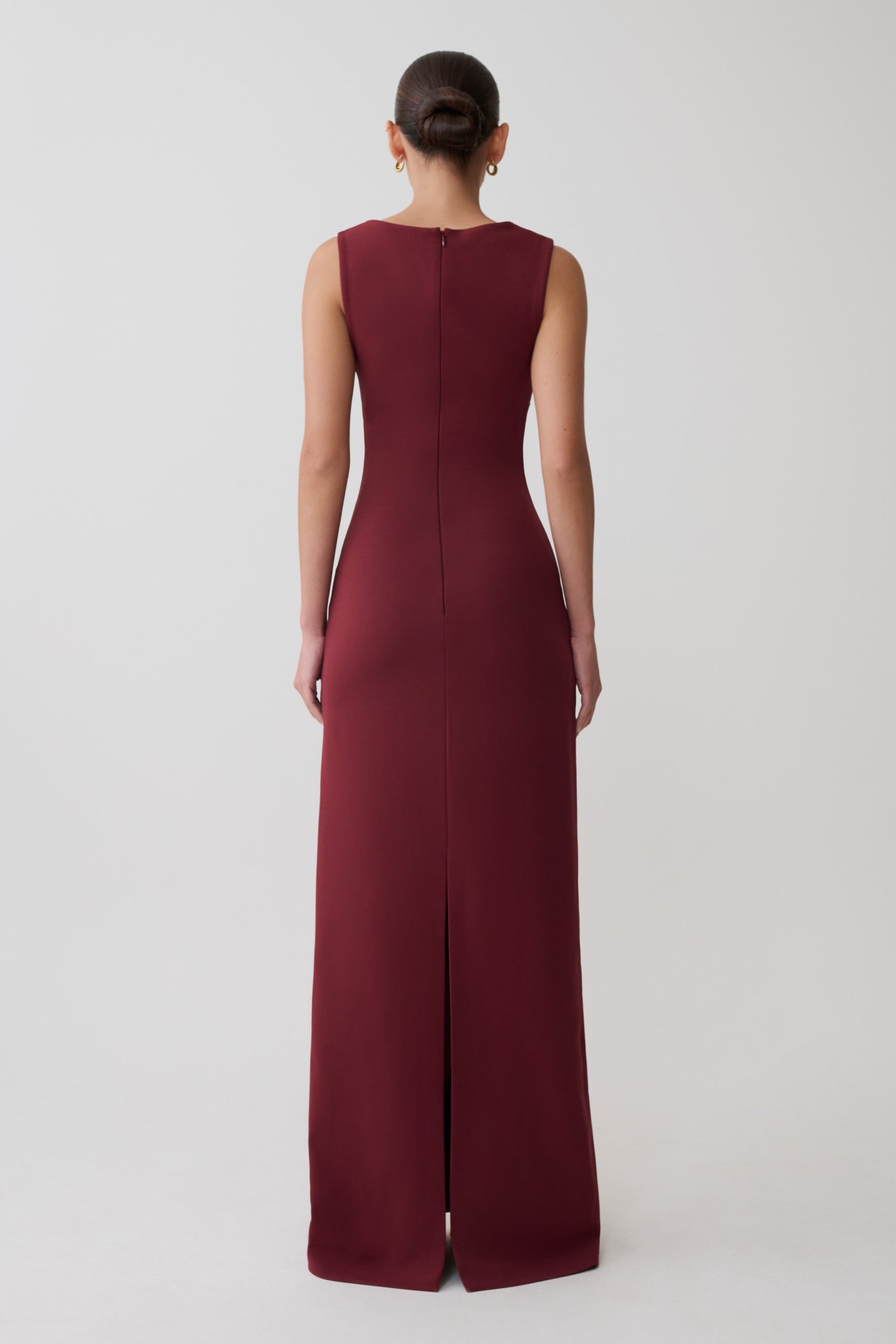 Rhea Detachable Cape Jersey Maxi Dress - Wine - Image 6