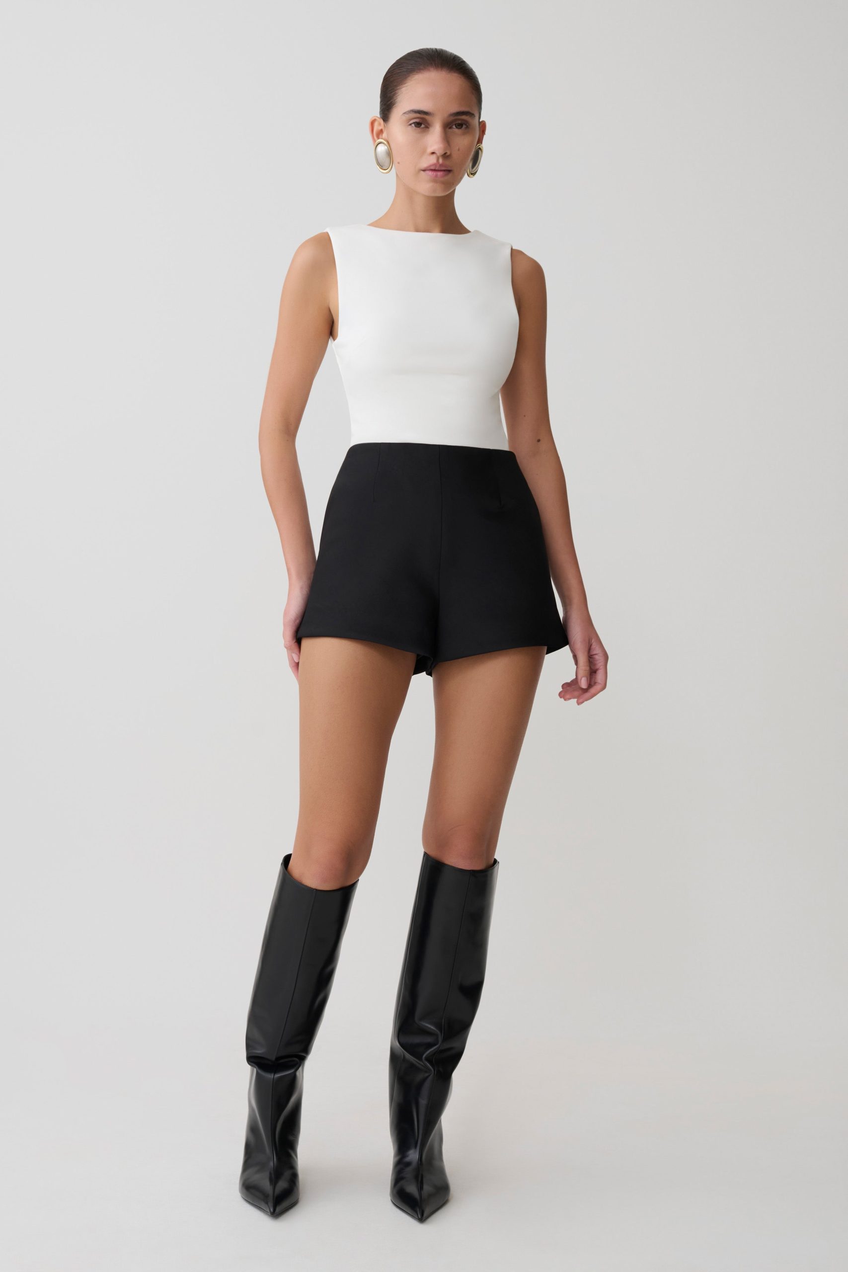 Kyra Open Back Scuba Crepe Top - White - Image 7