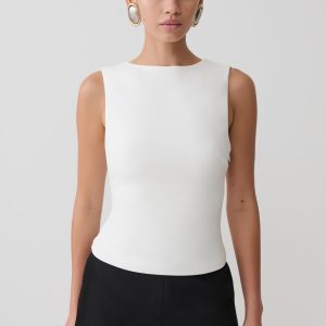 Kyra Open Back Scuba Crepe Top - White