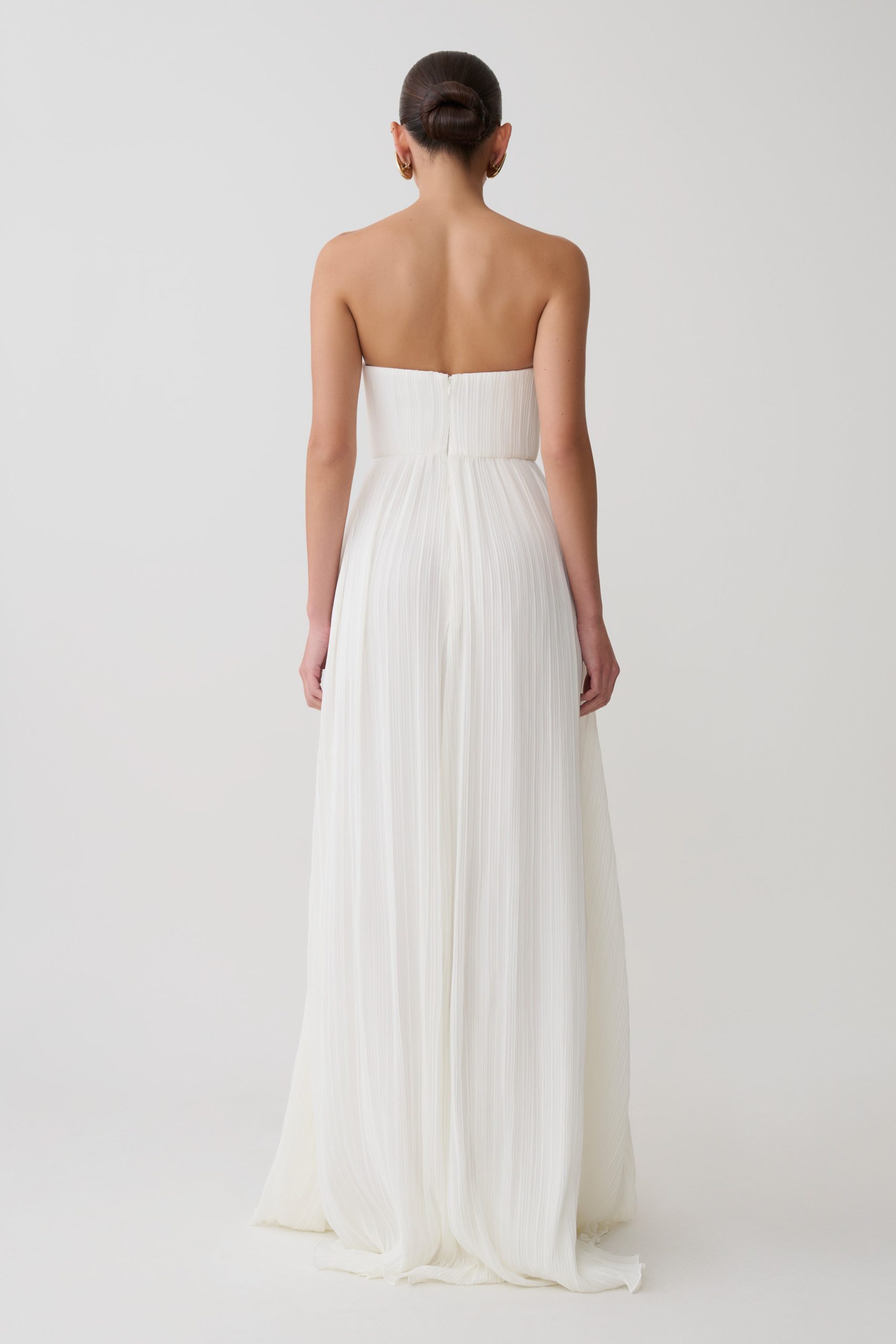 Juno Strapless Pleated Maxi Gown - White - Image 10