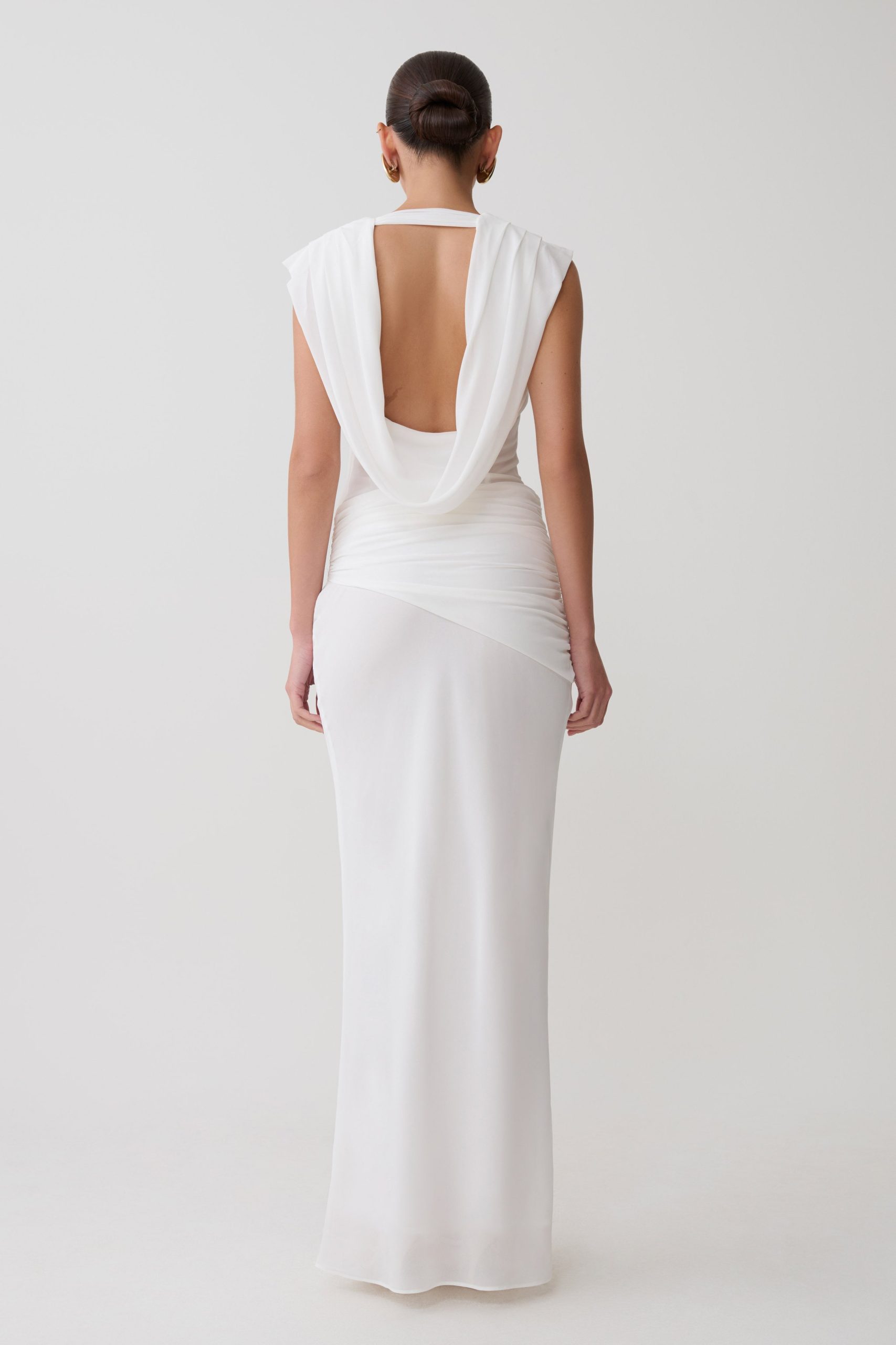 Giulia Chiffon Draped Maxi Dress - White - Image 2