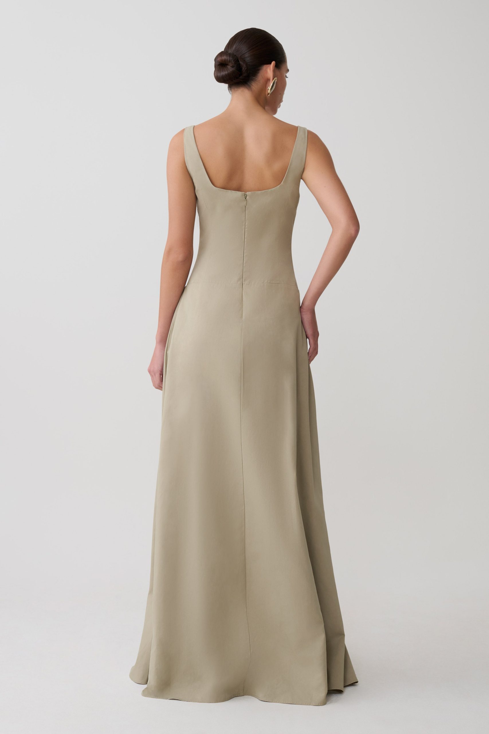 Salma Drop Waist Cotton Maxi Dress - Sage - Image 2