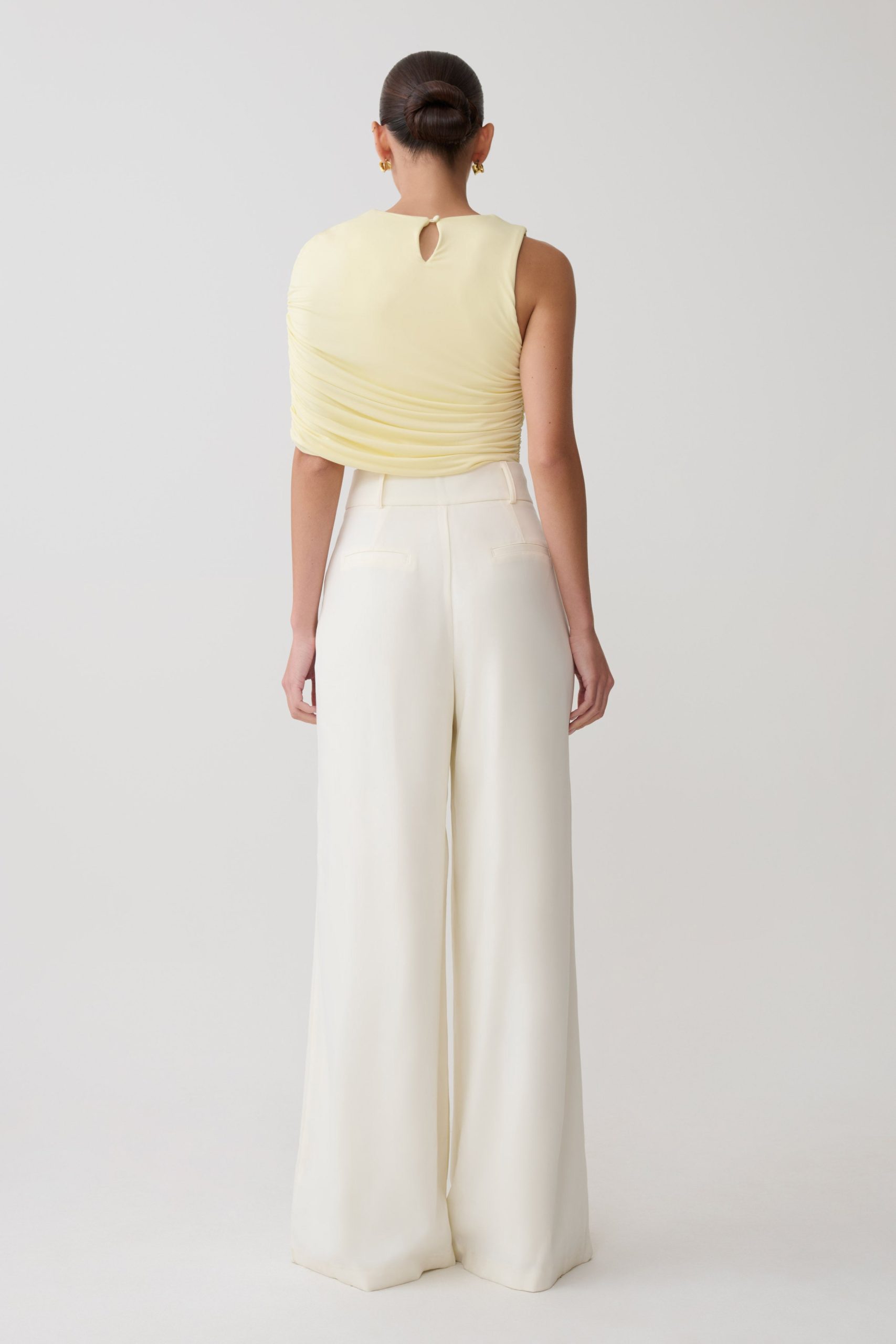 Adrienne One Shoulder Slinky Top - Lemon - Image 5