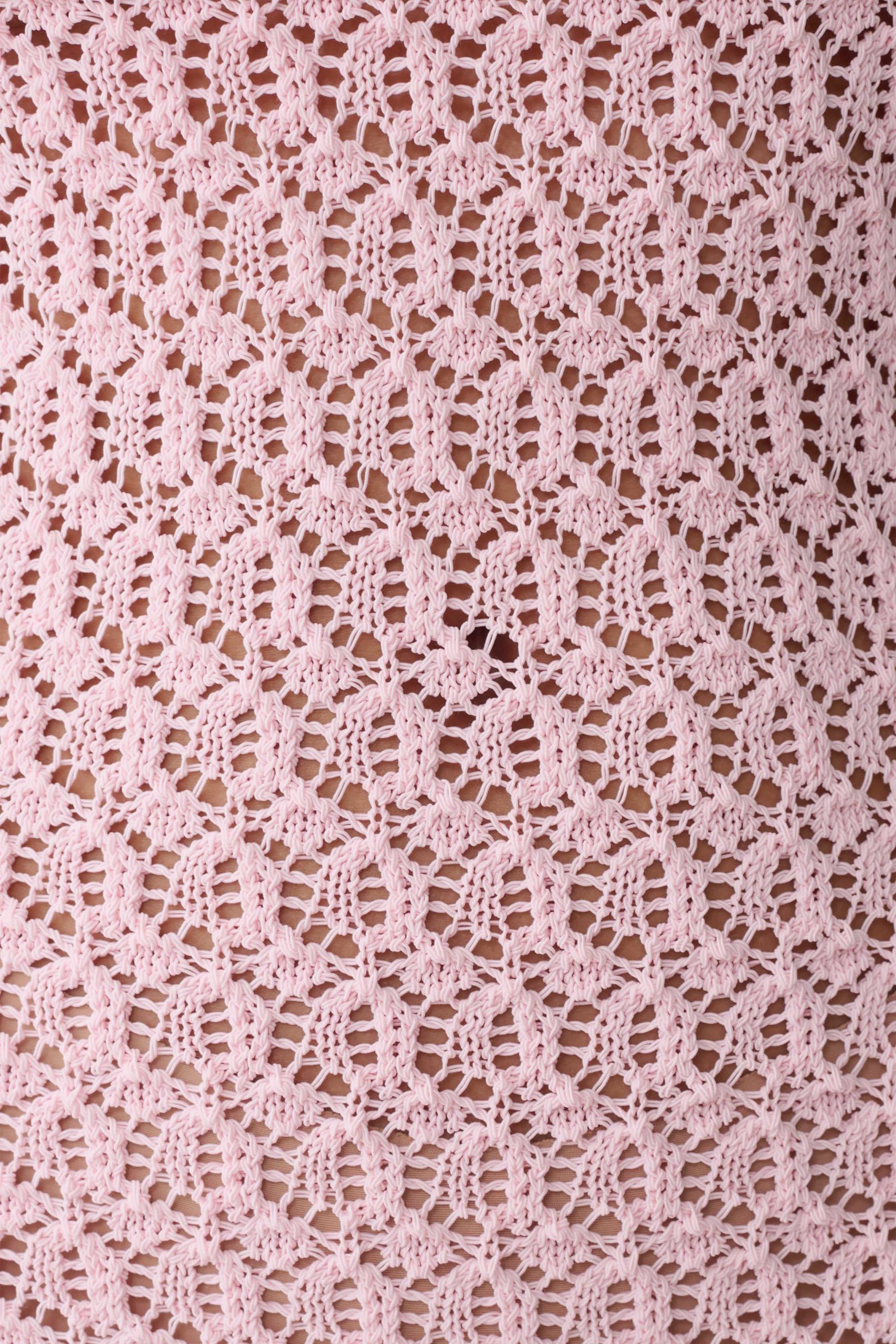 Carrisa Crochet Knit Mini Dress - Baby Pink - Image 5