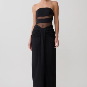 Paulina Cut Out Strapless Maxi Dress - Black
