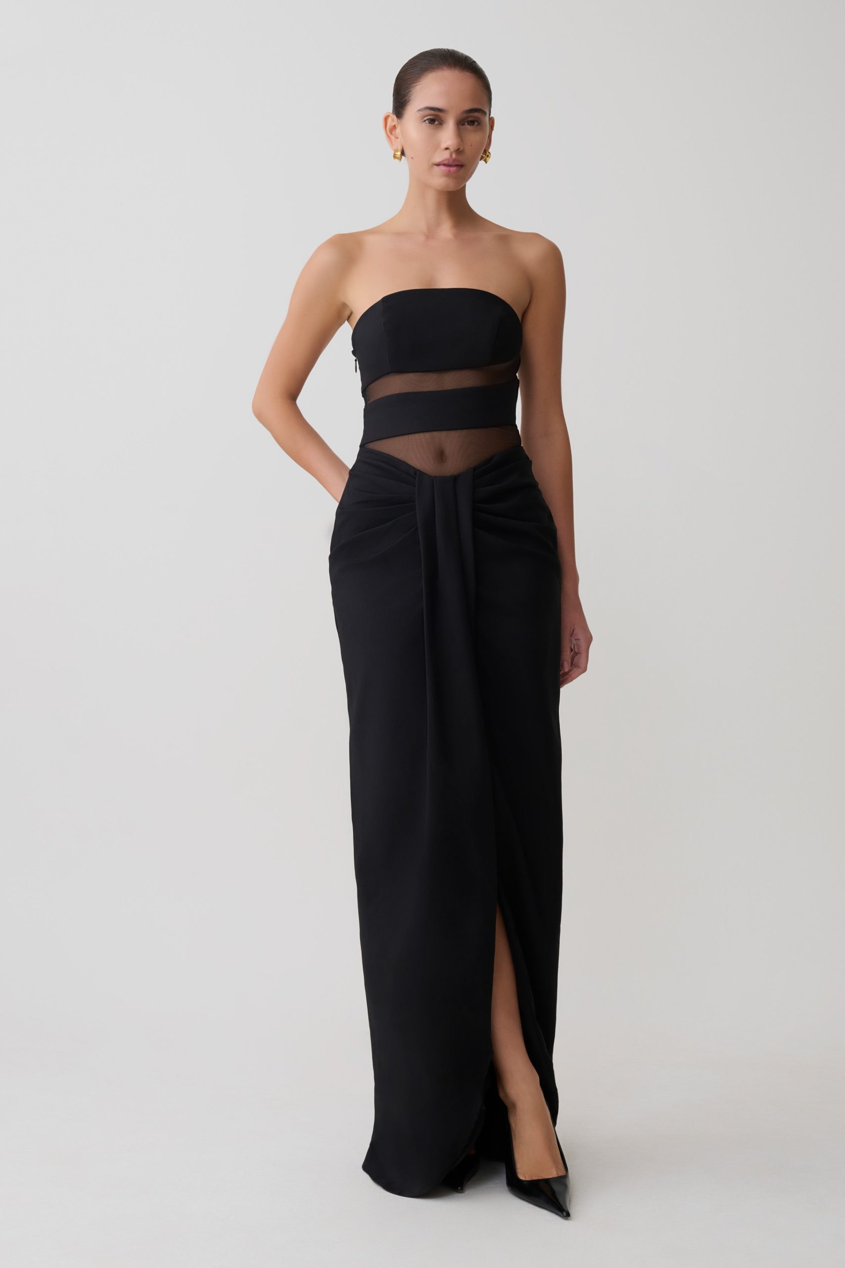 Paulina Cut Out Strapless Maxi Dress - Black - Image 5