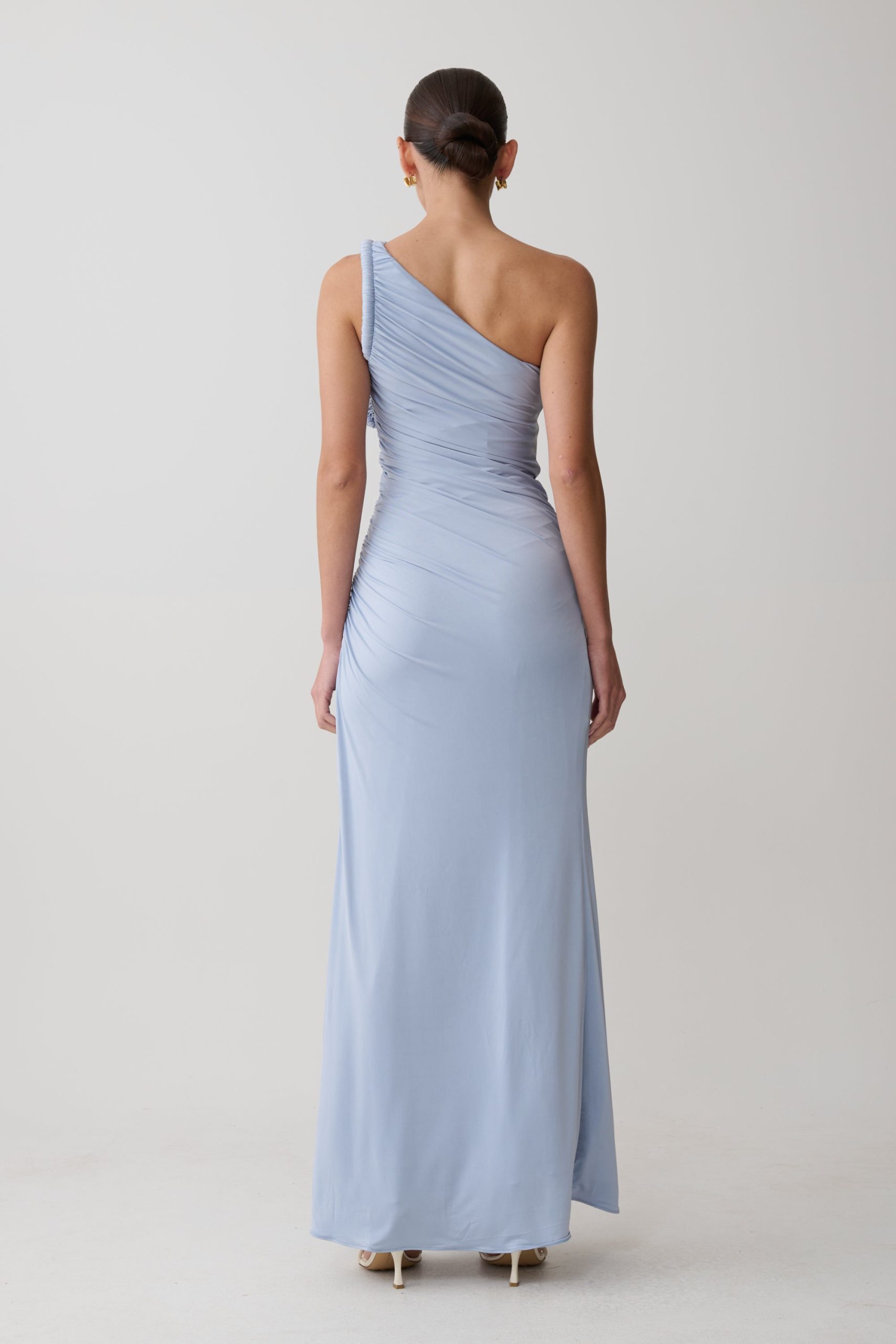 Ryn Twisted One Shoulder Maxi Dress - Sky Blue - Image 2