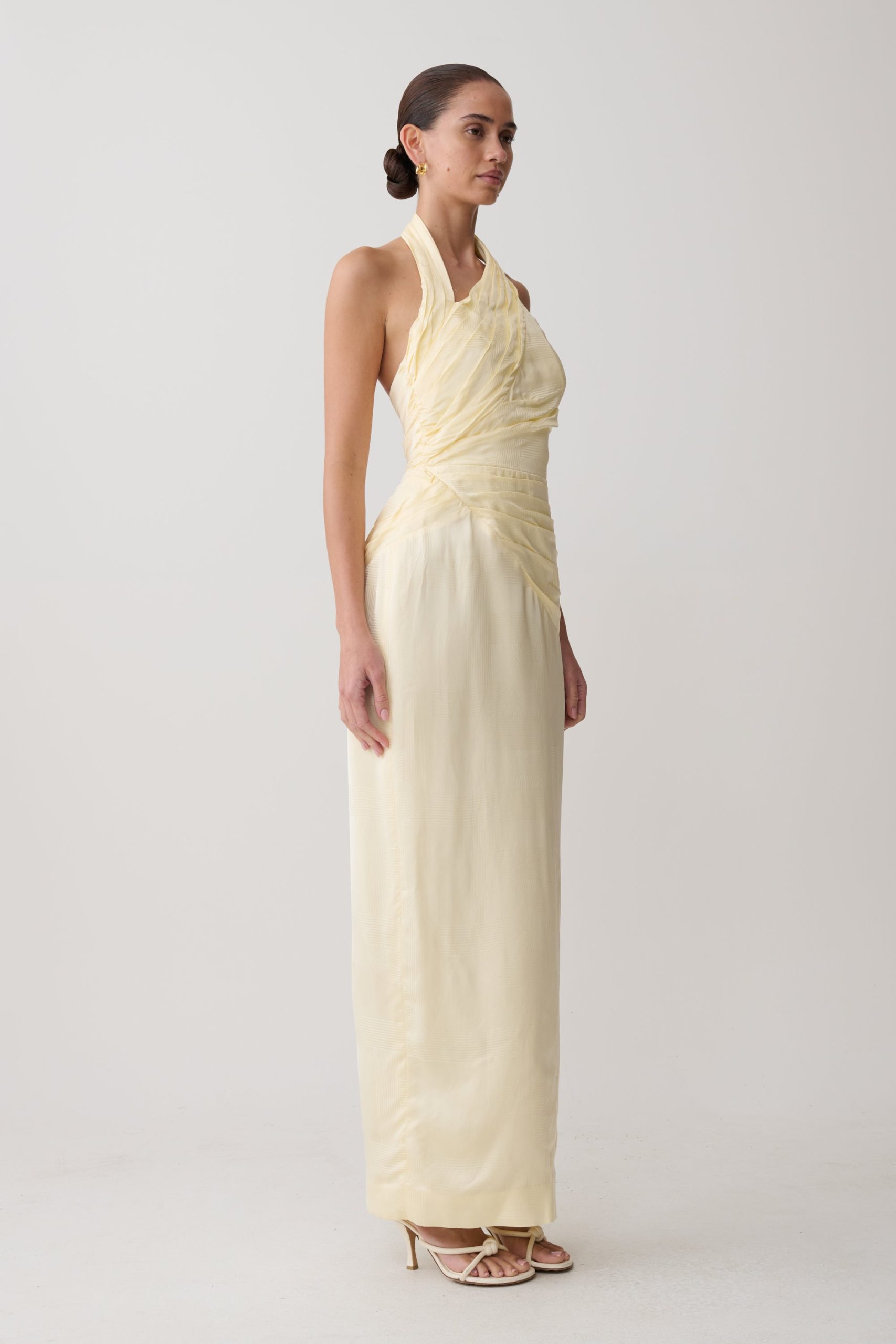 Chiara Halter Satin Maxi Dress - Buttermilk - Image 3