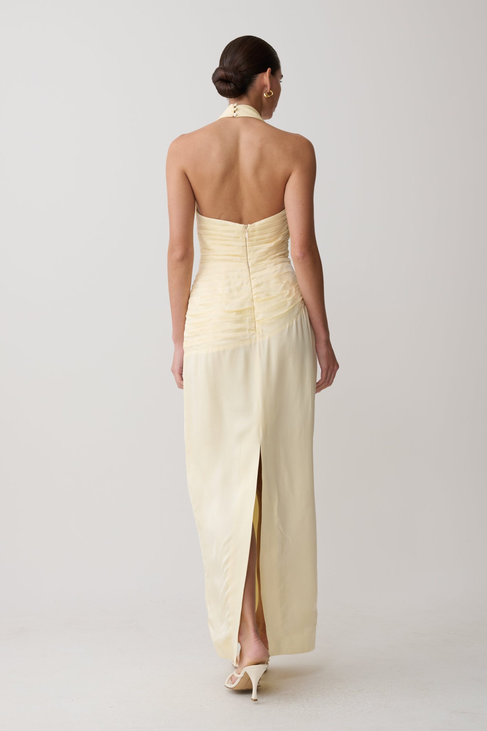 Chiara Halter Satin Maxi Dress - Buttermilk - Image 2