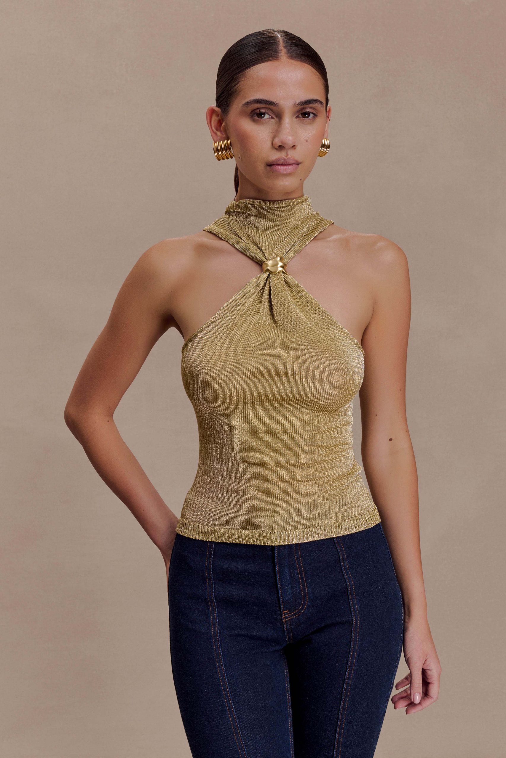 Nikki Lurex Top With Hardware - Gold - Image 6
