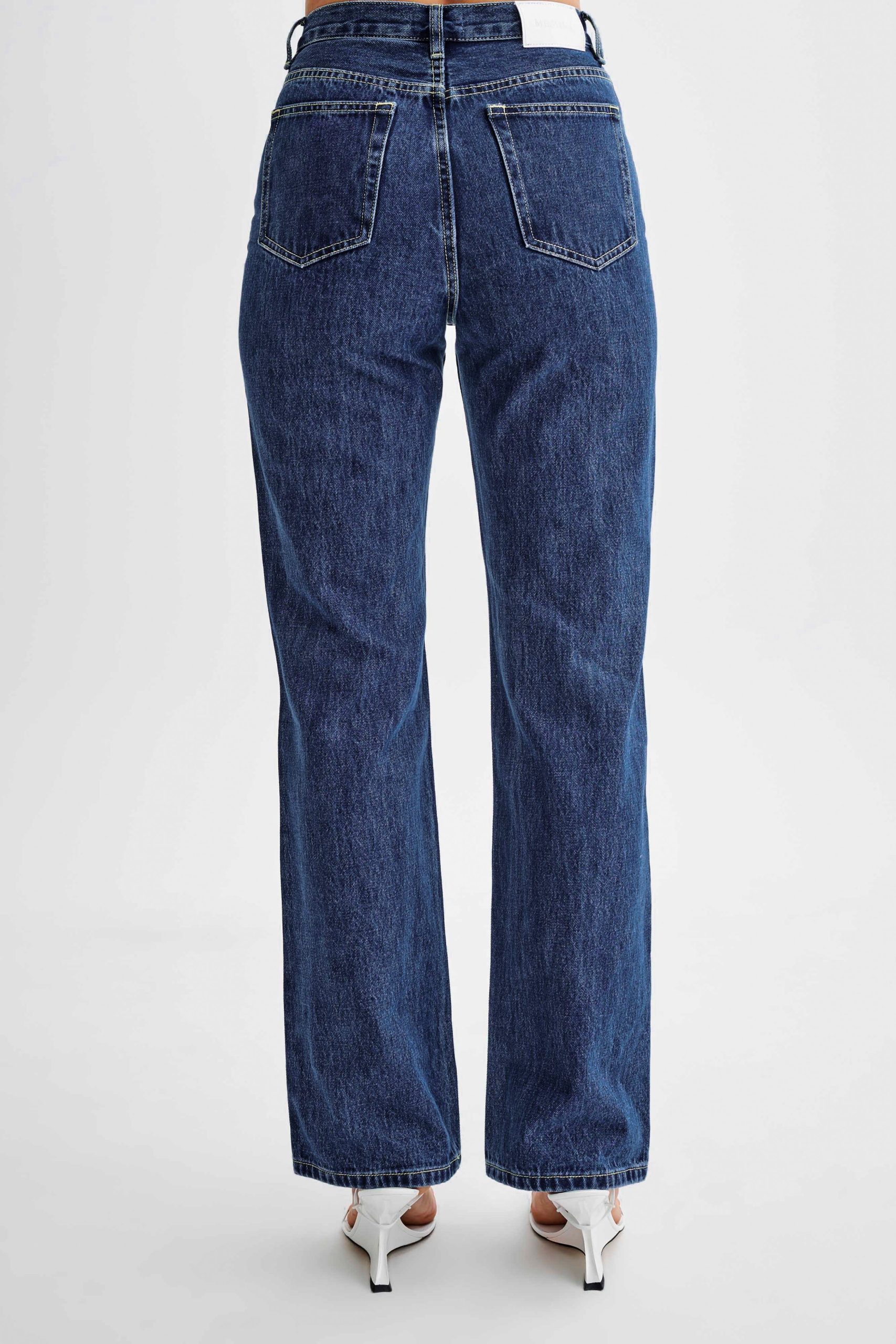 Janine High Waisted Straight Leg Jeans - Dark Blue - Image 3
