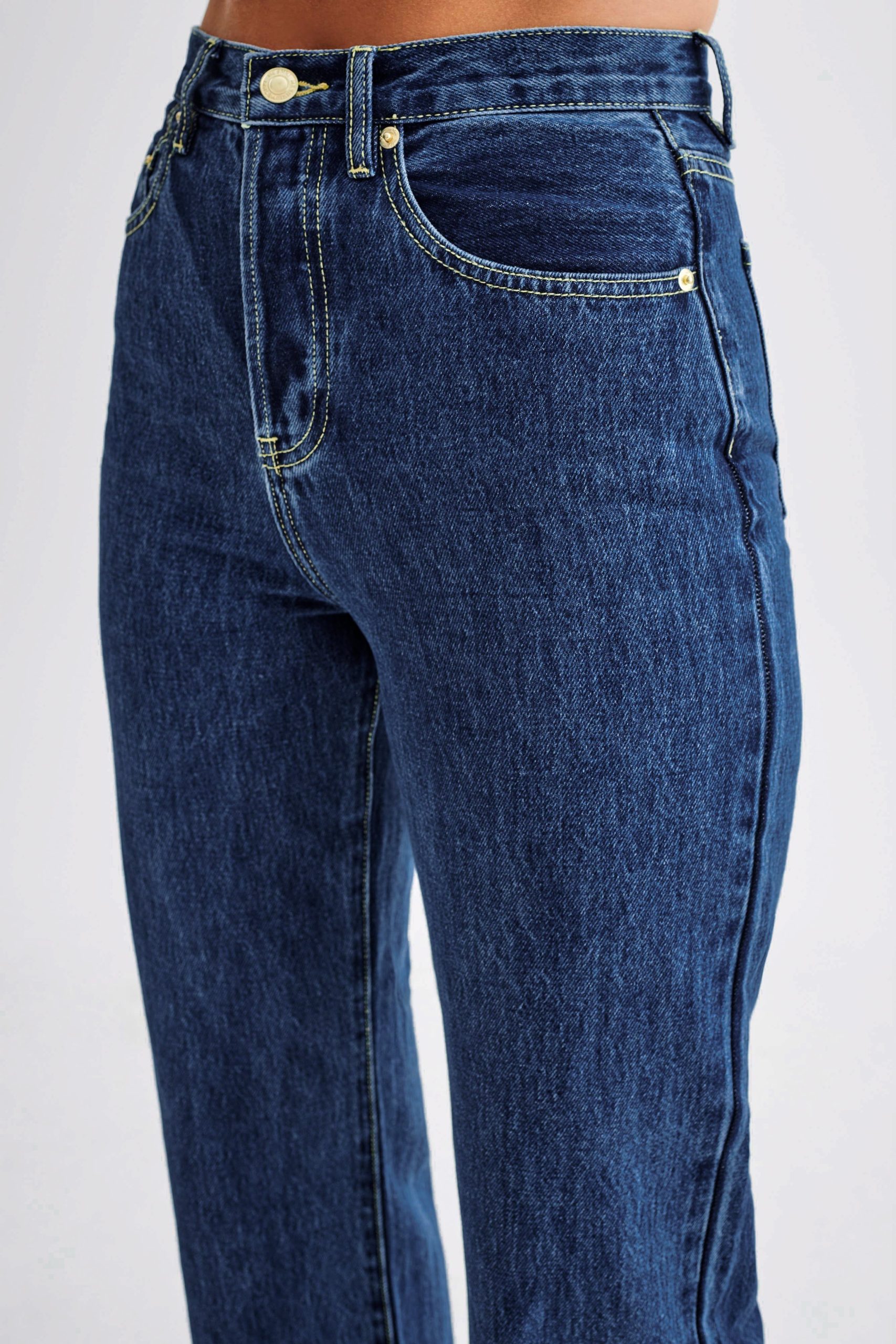 Janine High Waisted Straight Leg Jeans - Dark Blue - Image 9
