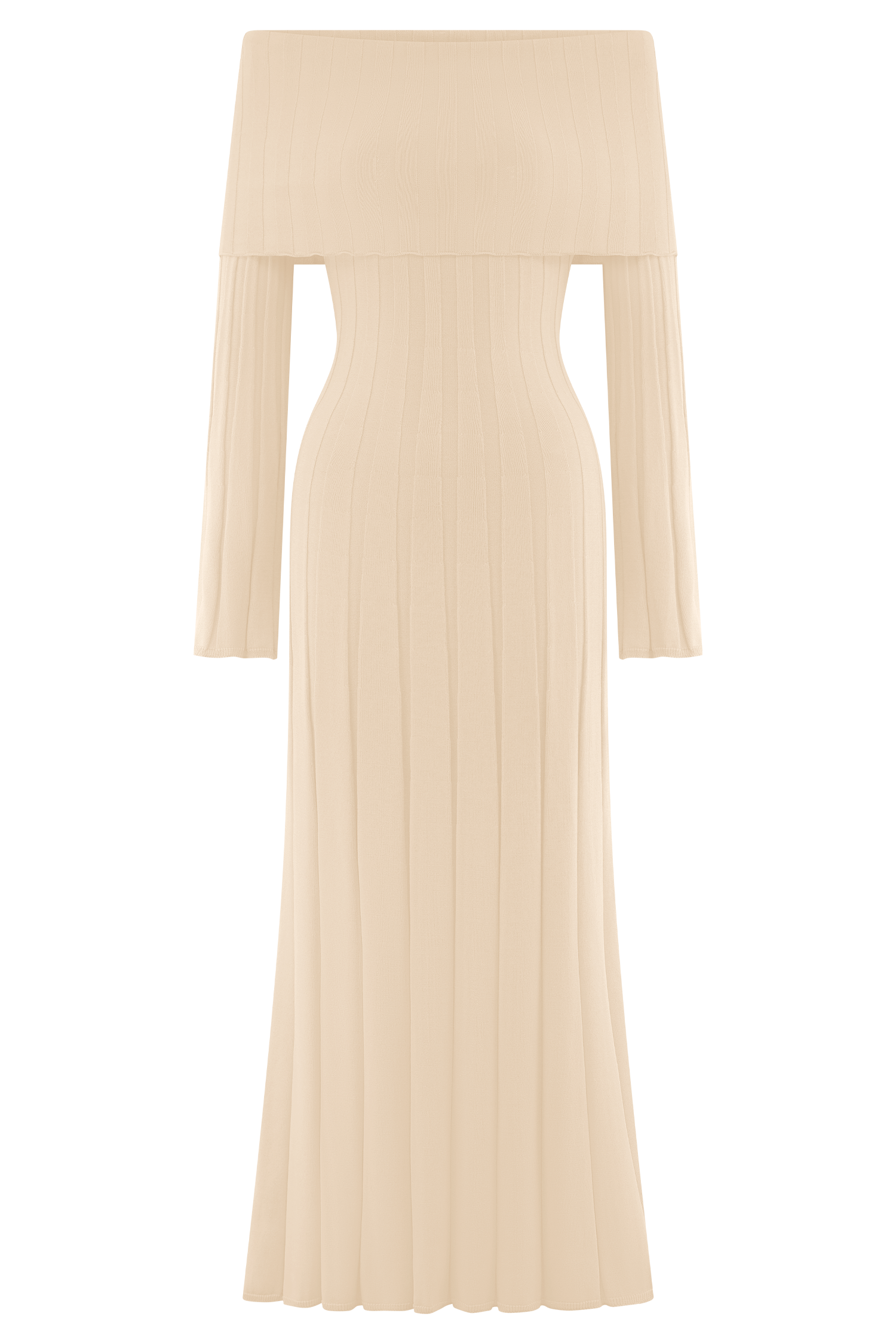 Alonza Long Sleeve Knit Midi Dress - Cream - Image 7