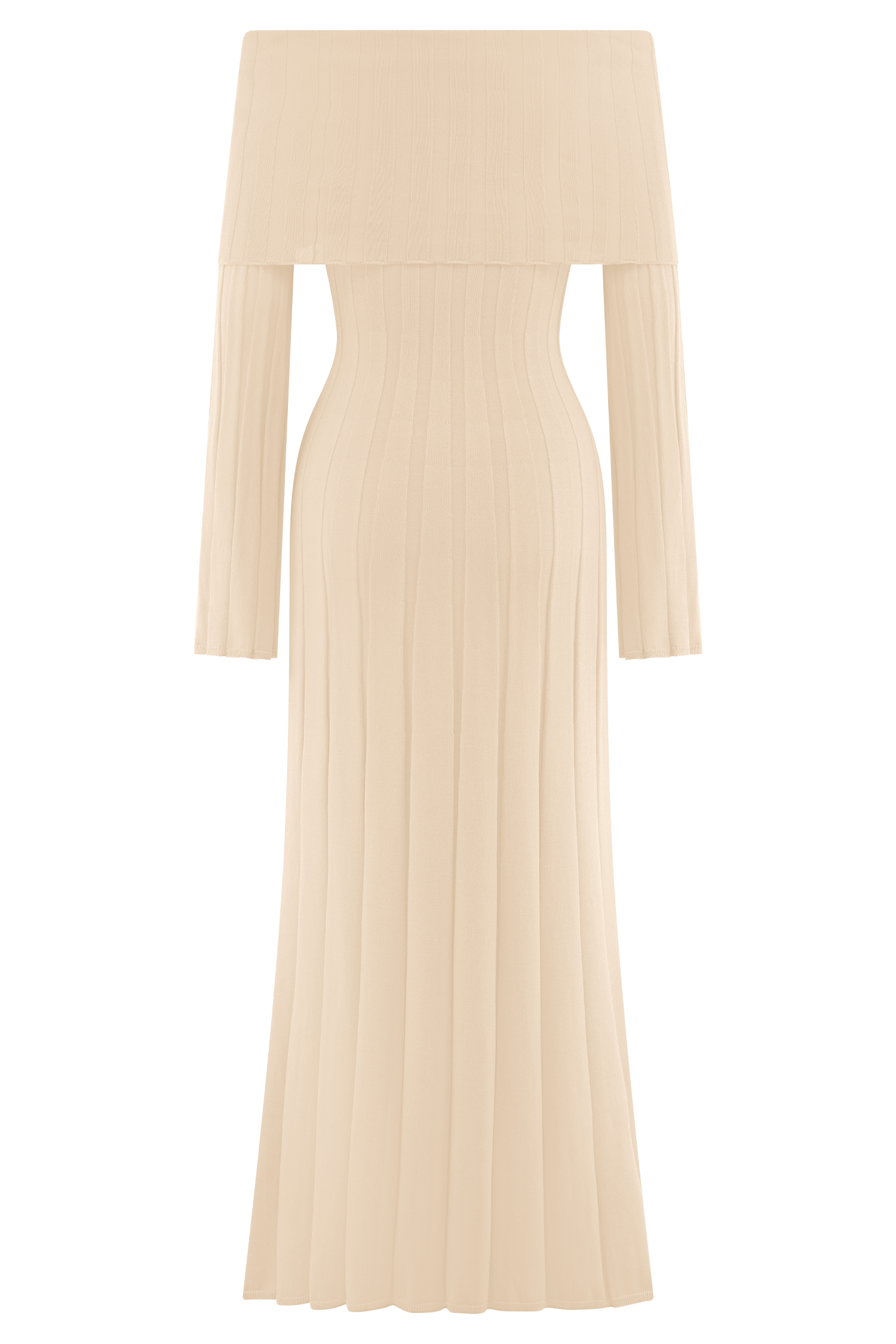 Alonza Long Sleeve Knit Midi Dress - Cream - Image 6