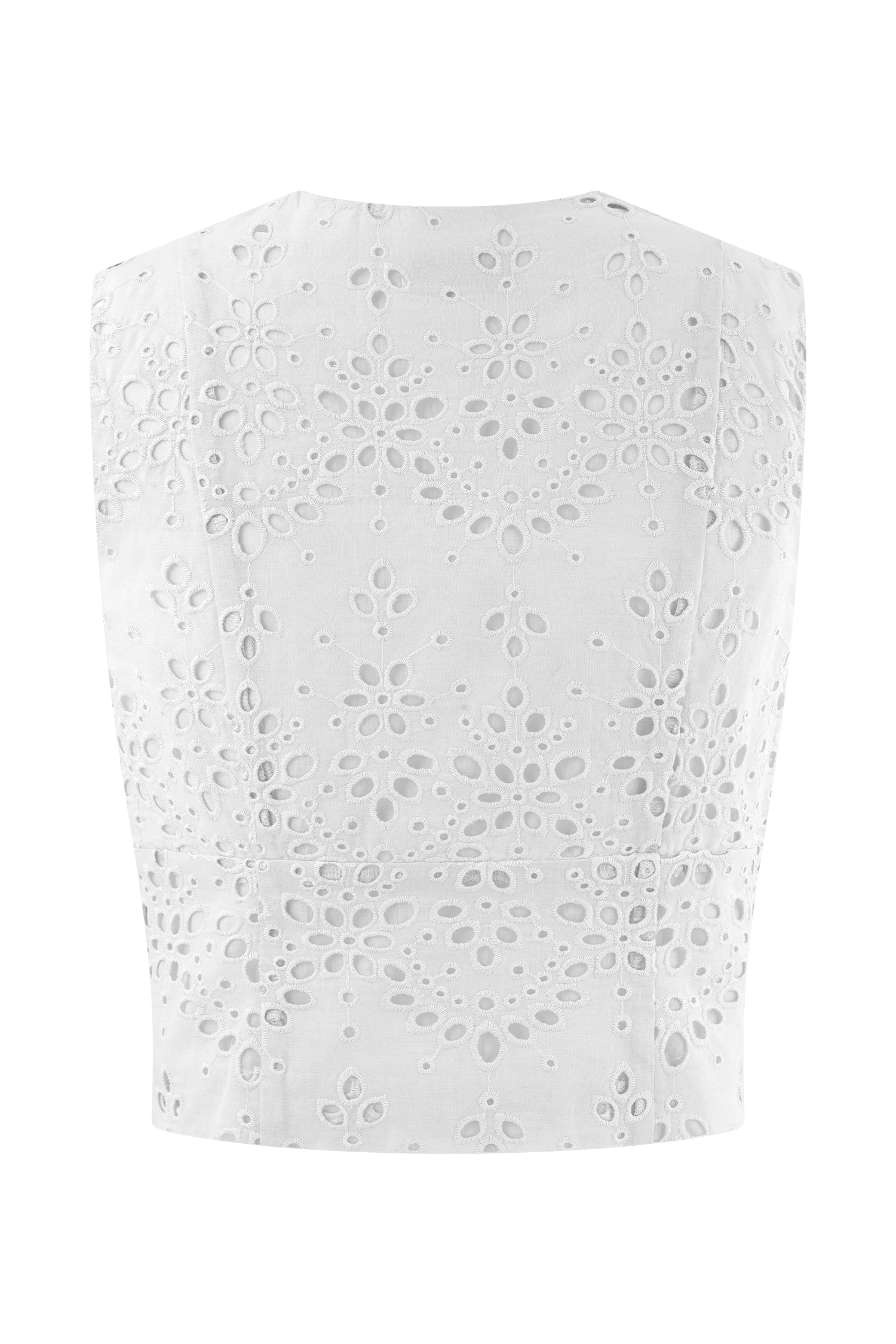Arla Sleeveless Broderie Top - White - Image 8