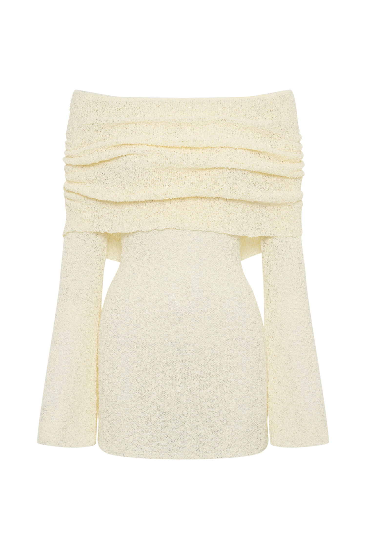 Marisol Off Shoulder Boucle Mini Dress - Ivory - Image 6