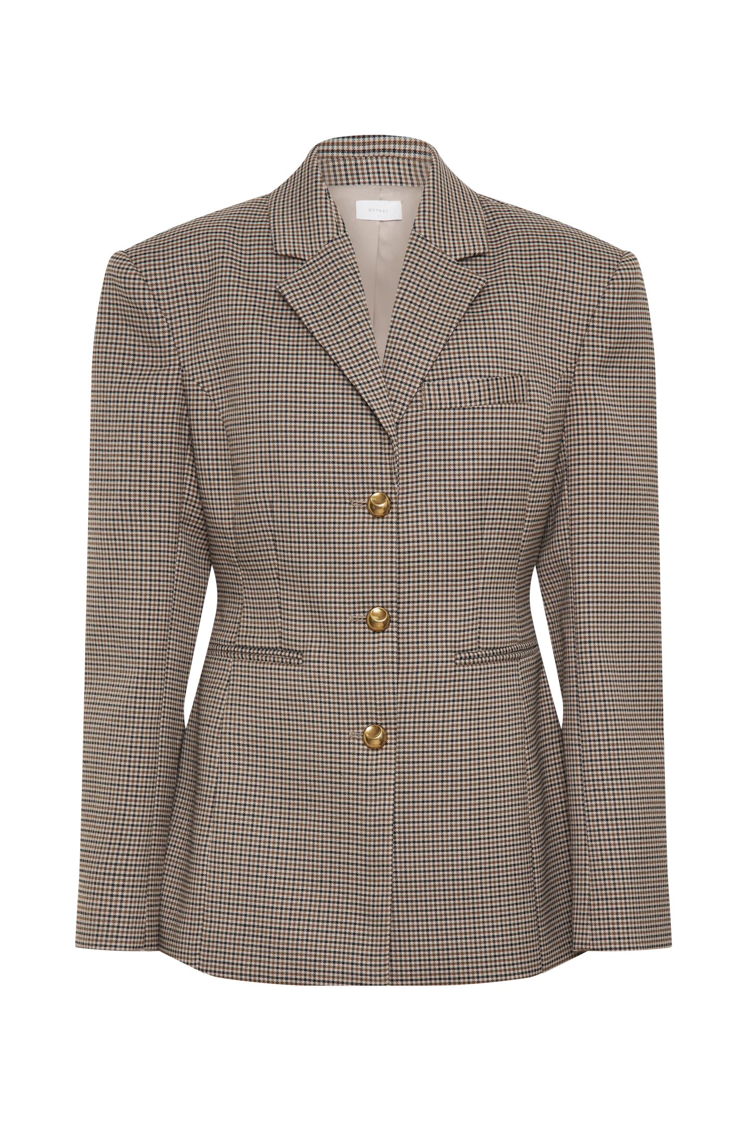 Mila Shaped Blazer - Tan Check - Image 7