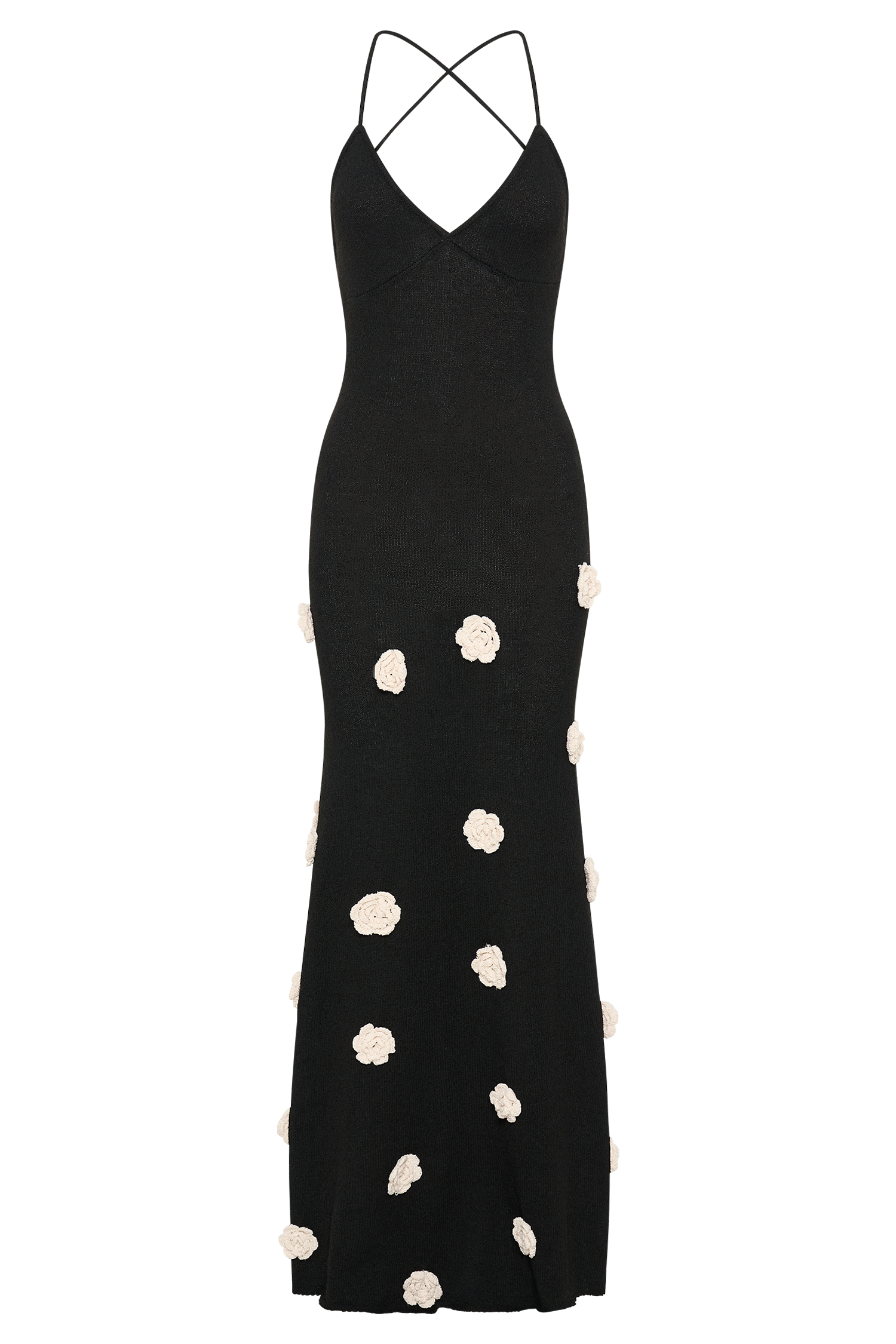 Suki Knit Maxi Dress With Flowers - Black/White - Image 7