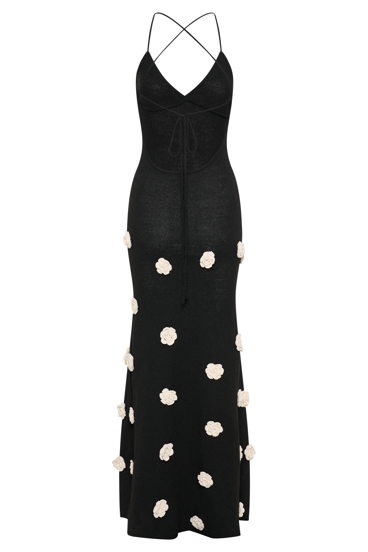 Suki Knit Maxi Dress With Flowers - Black/White - Image 6