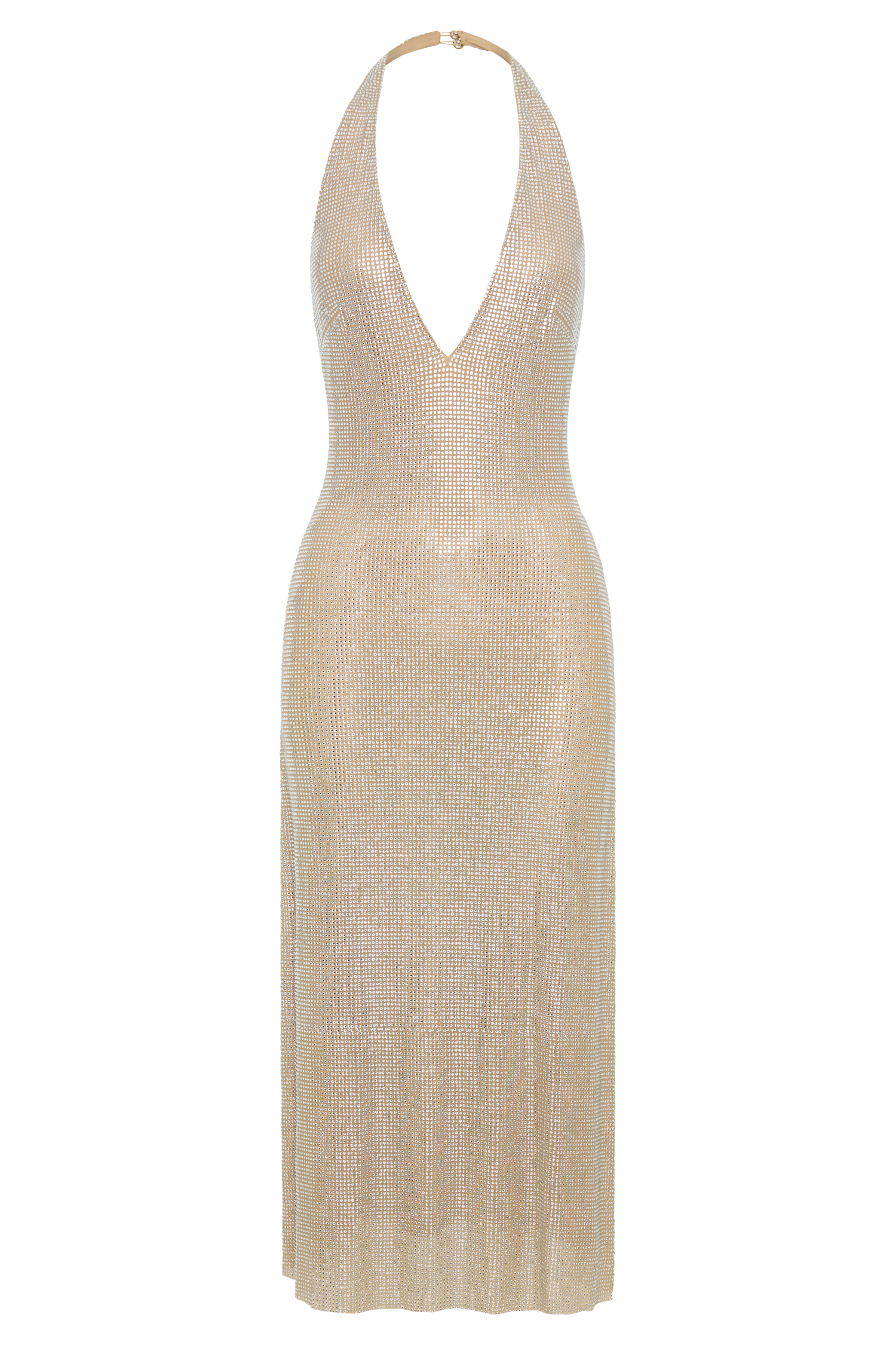 Genie Diamante Halter Midi Dress - Nude - Image 9