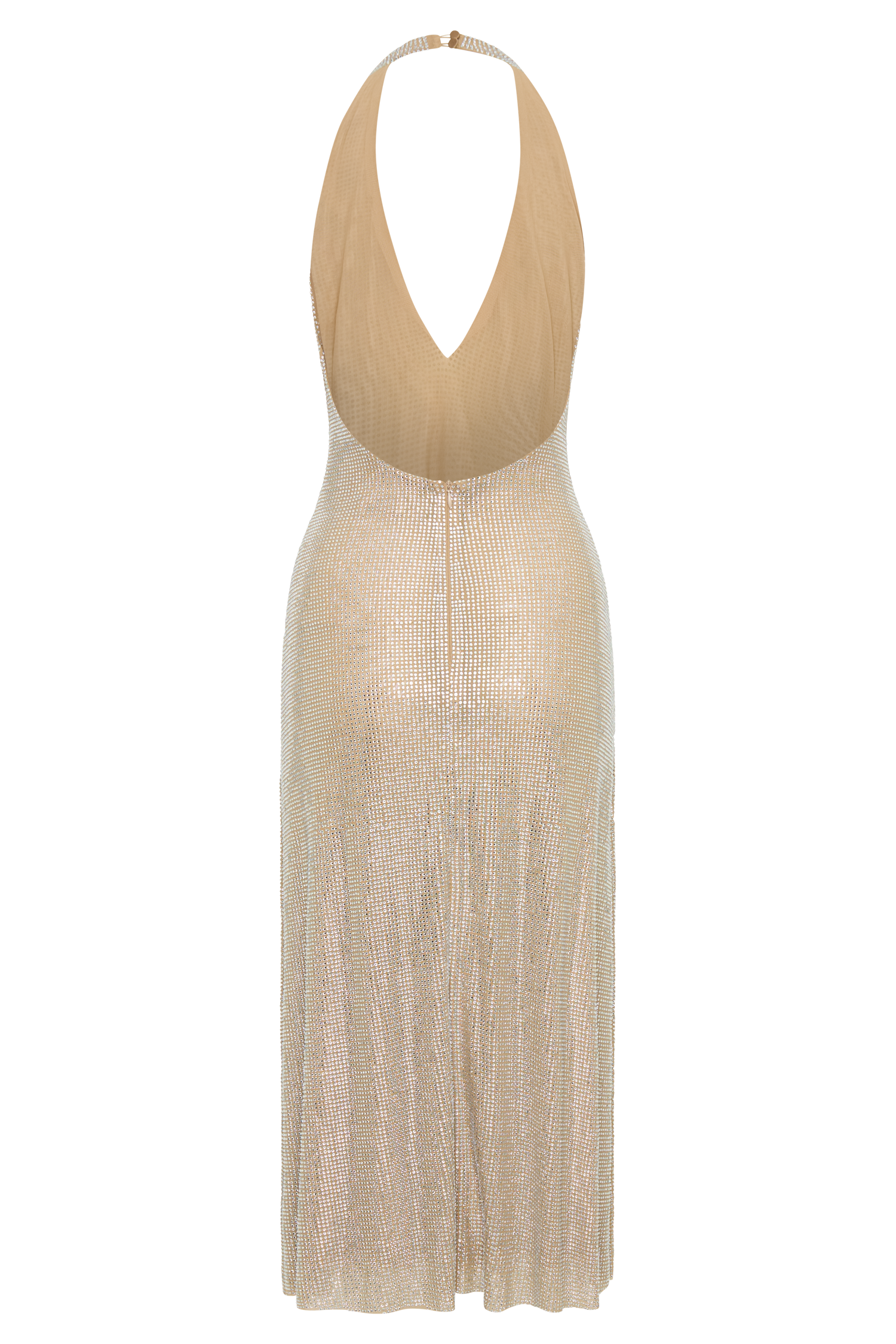 Genie Diamante Halter Midi Dress - Nude - Image 8