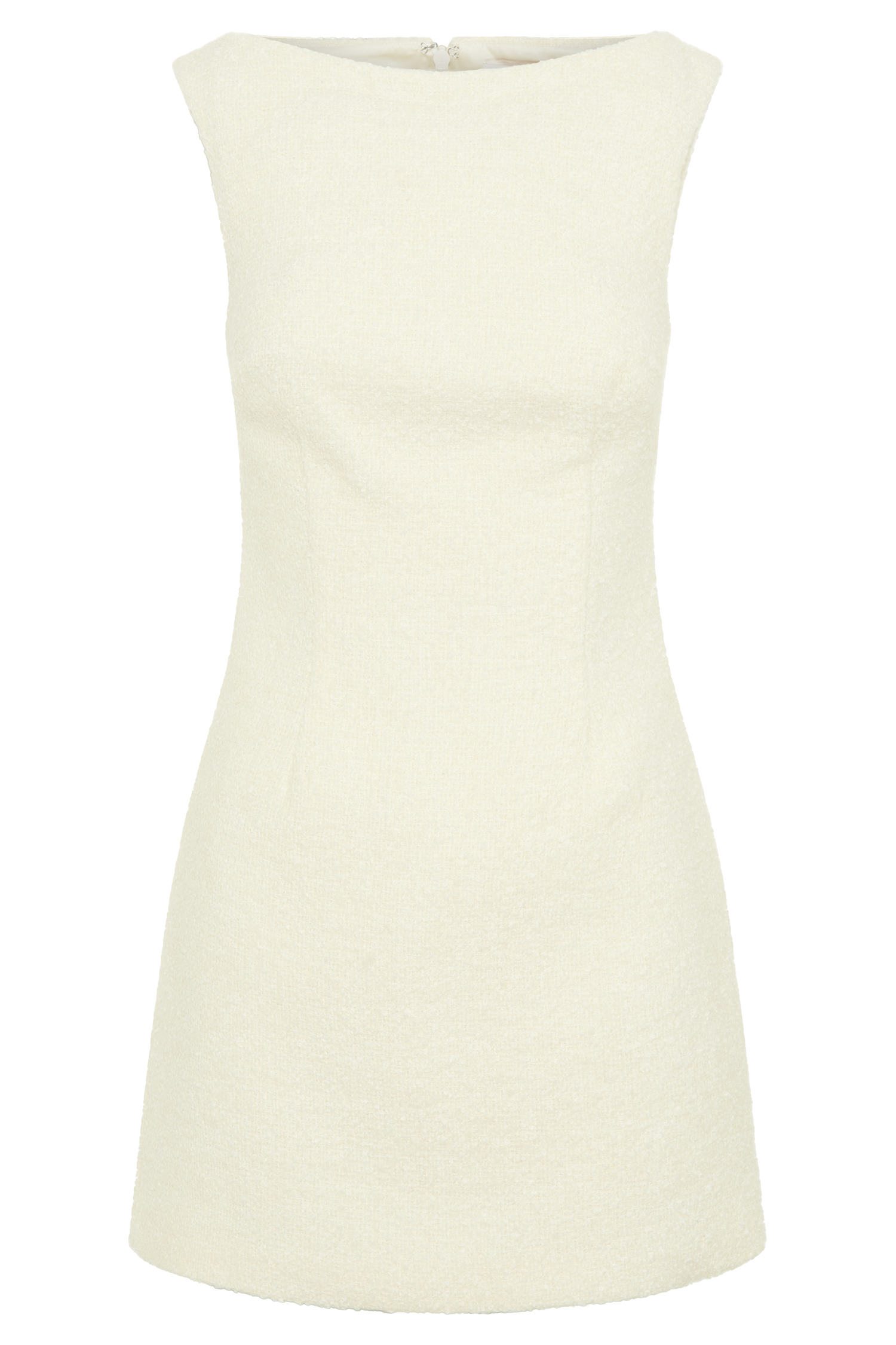 Angela Textured Boucle Mini Dress - Ivory - Image 9