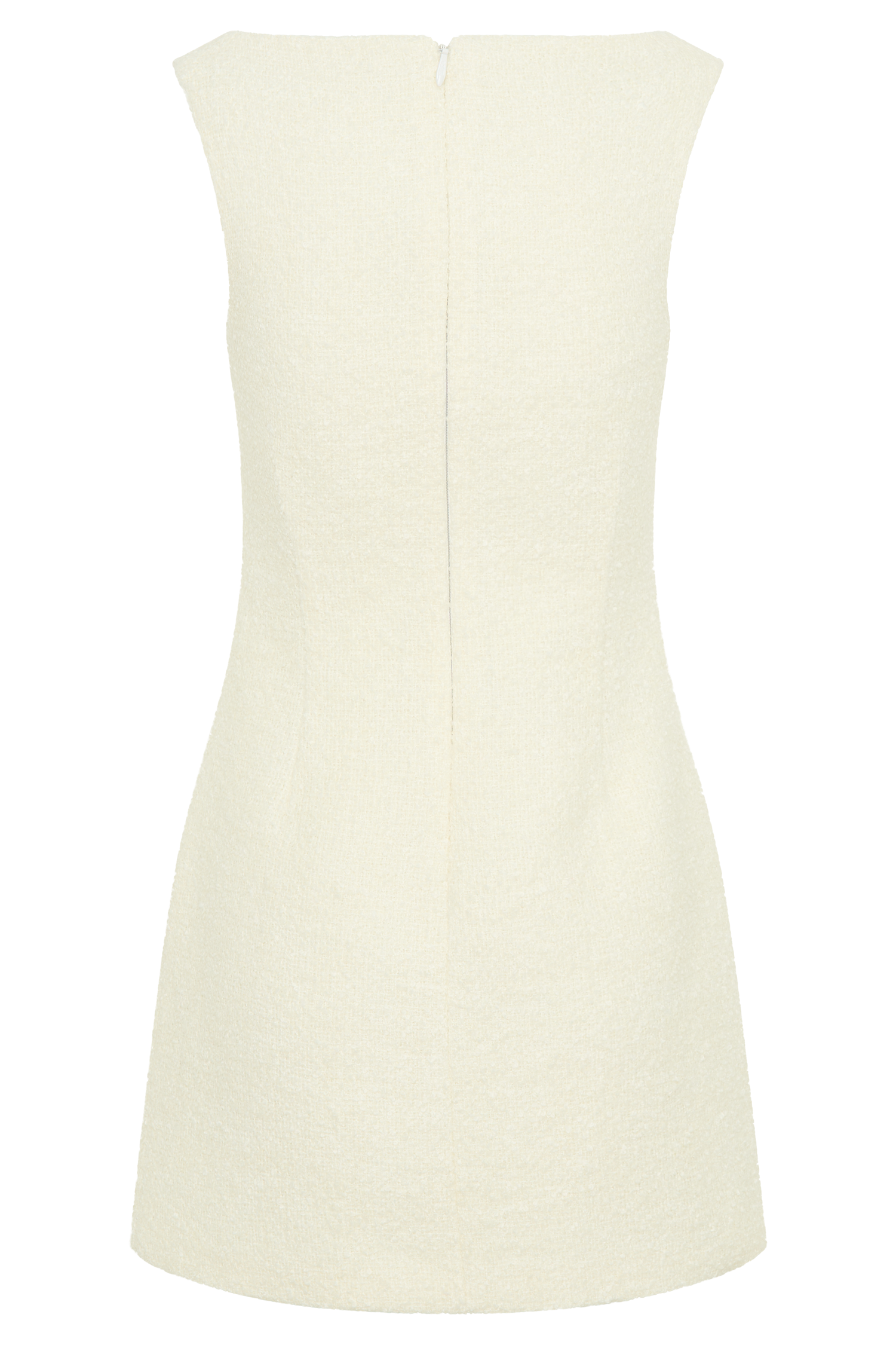 Angela Textured Boucle Mini Dress - Ivory - Image 8
