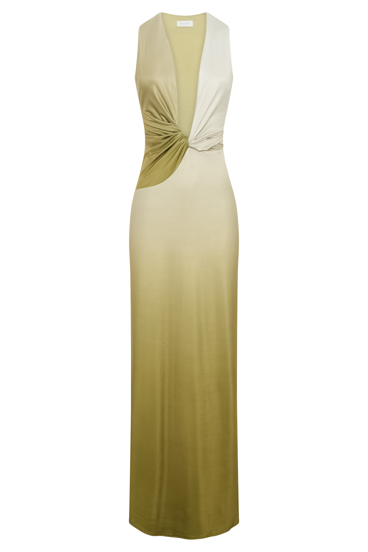 Stella Draped Slinky Maxi Dress - Ombre Vintage Olive - Image 8