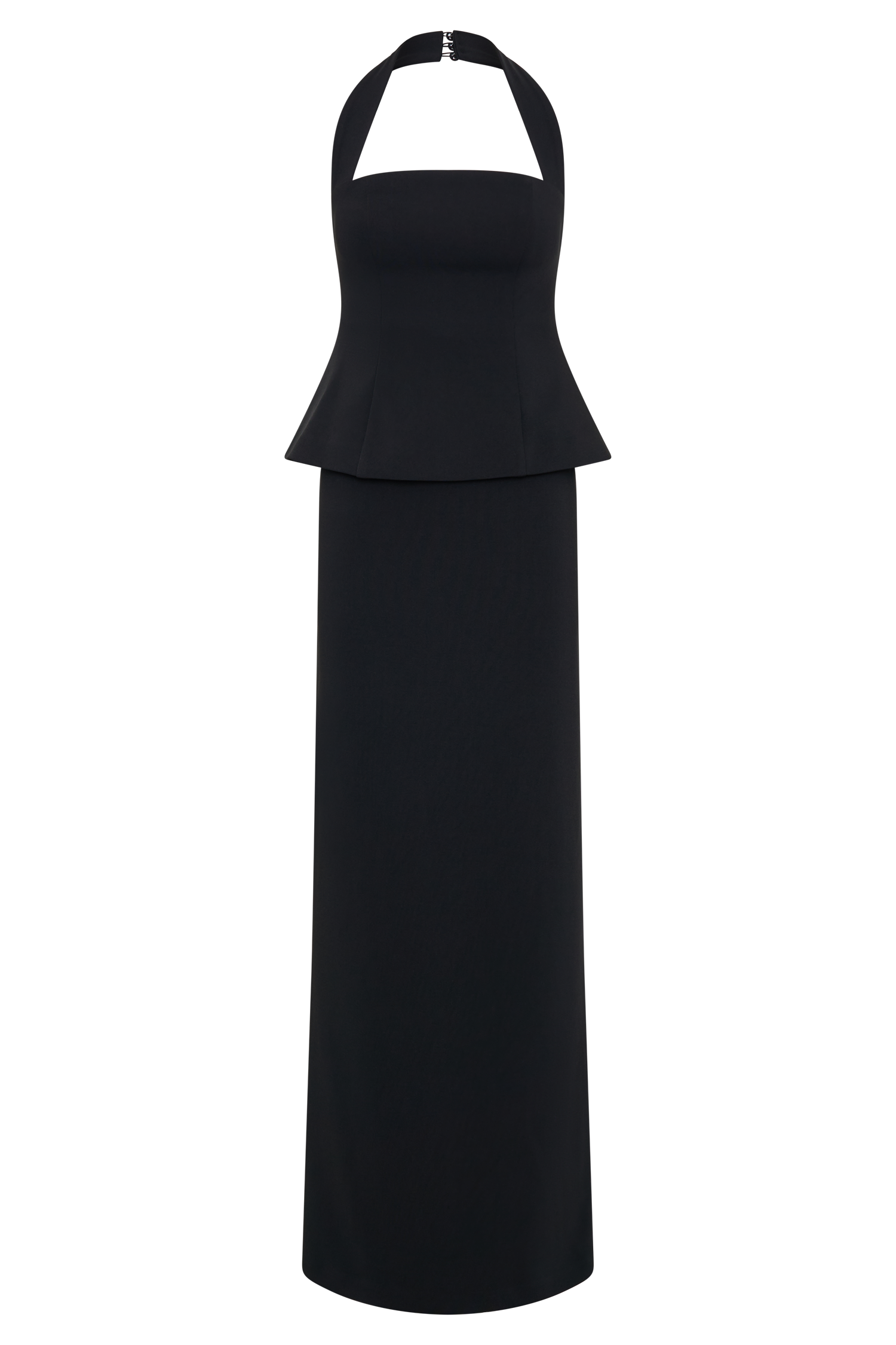 Bertie Peplum Halter Maxi Dress - Black - Image 6