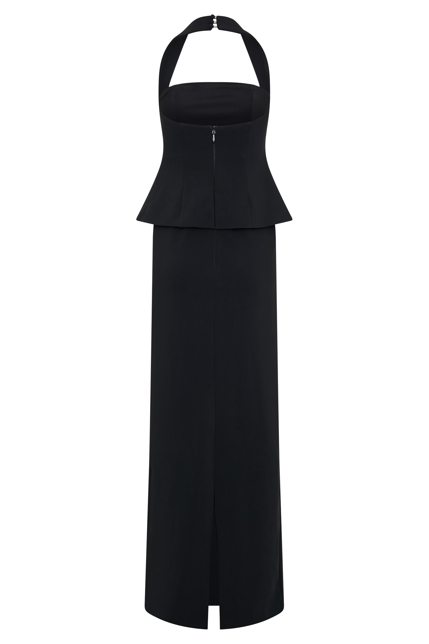 Bertie Peplum Halter Maxi Dress - Black - Image 5