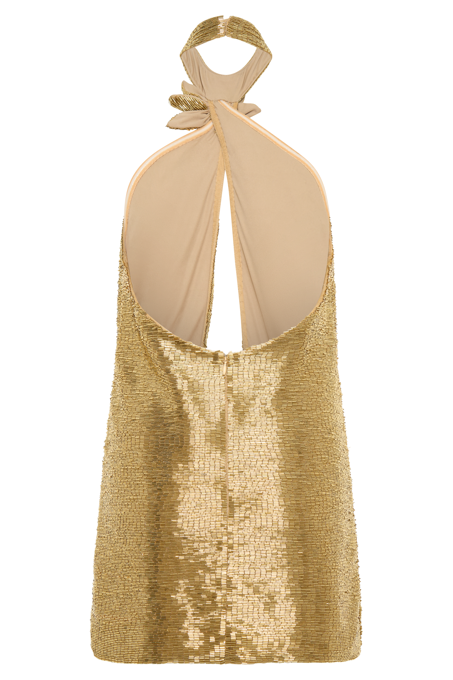 Nylah Beaded Halter Mini Dress - Gold - Image 8