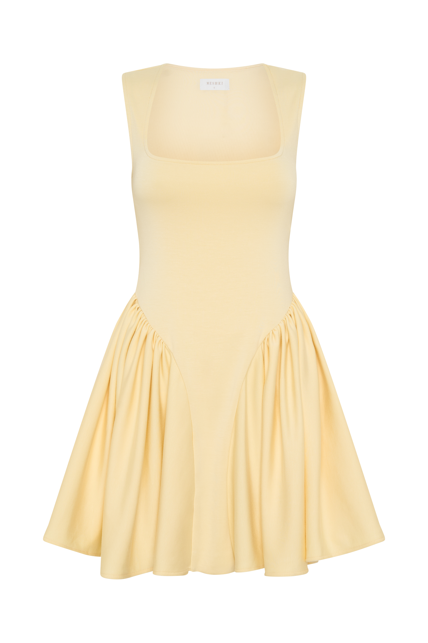 Sharon Scuba Jersey Mini Dress - Pastel Lemon - Image 7