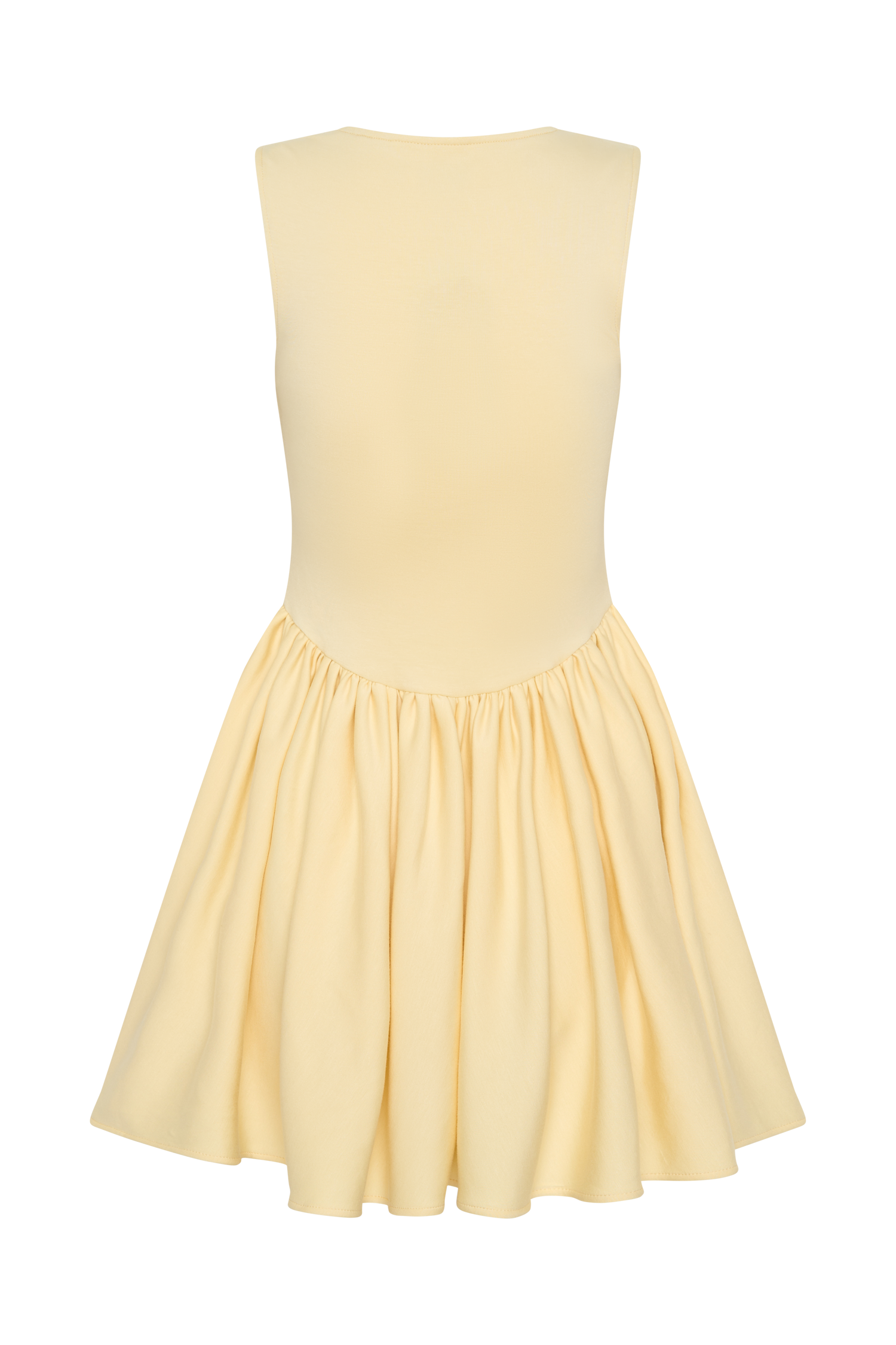 Sharon Scuba Jersey Mini Dress - Pastel Lemon - Image 6