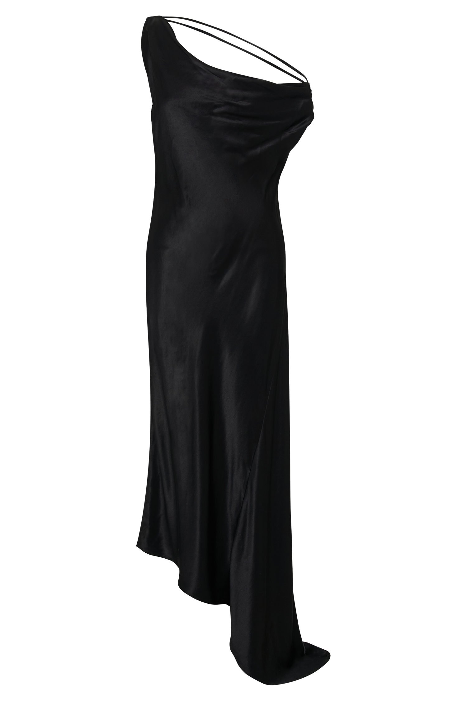 Yvette Slip Maxi Dress With Asymmetrical Hem - Black - Image 7