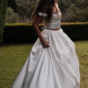 Kelsey Satin Maxi Skirt - White