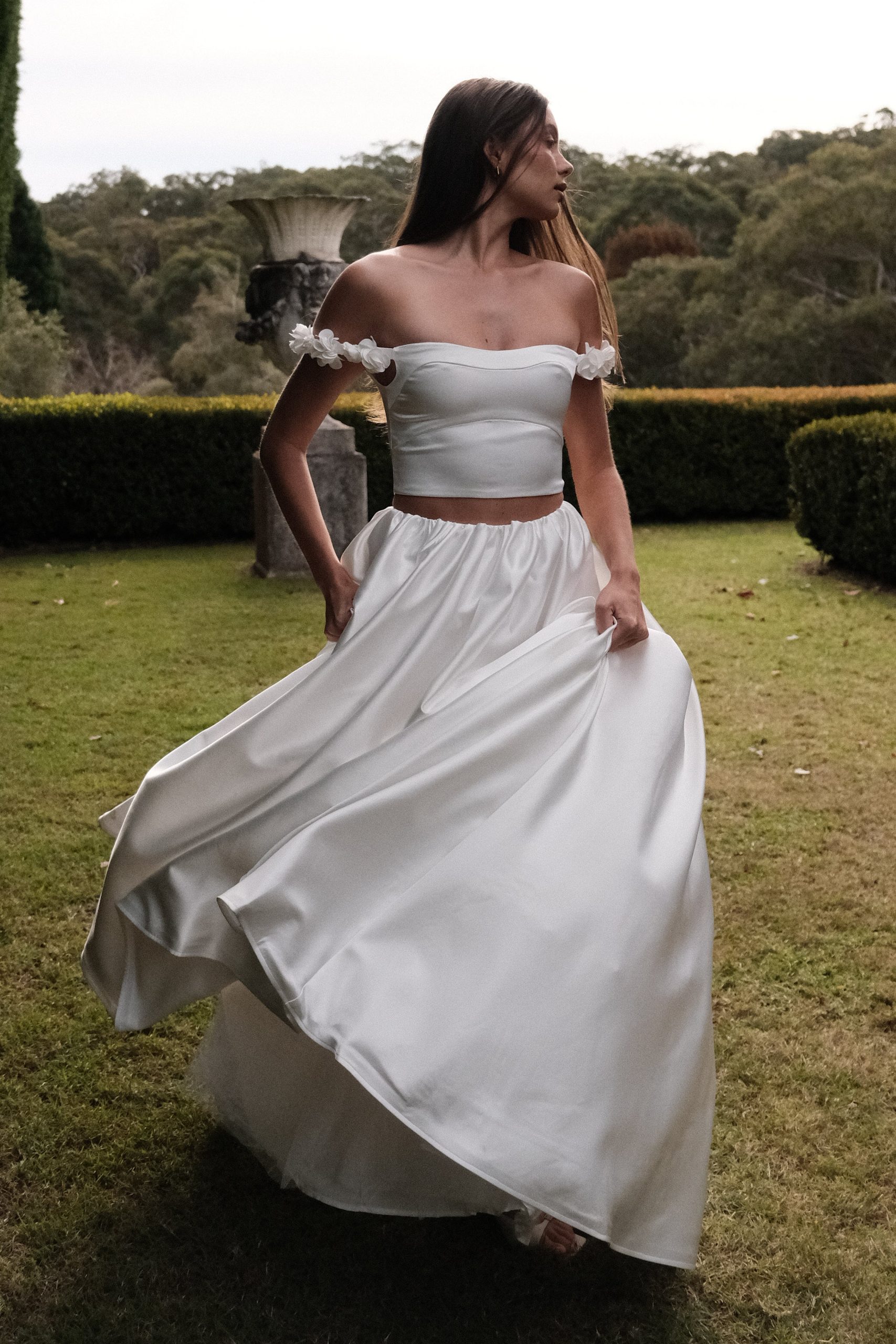 Kelsey Satin Maxi Skirt - White - Image 3