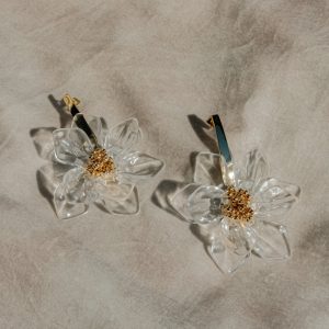 Naomi Acrylic Flower Earring - Gold