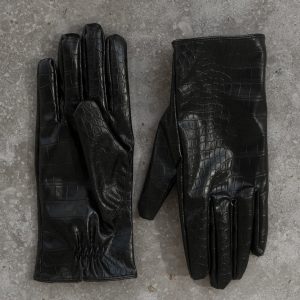 Atlas Faux Leather Crocodile Gloves - Black