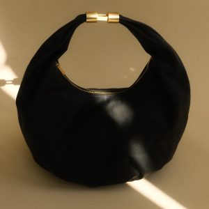Bristol Croissant Leather Shoulder Bag - Black
