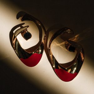 Marna Large Hoop Earrings With Stones - Gold