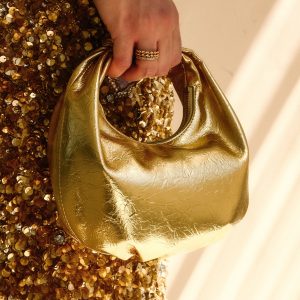 Bristol Mini Croissant Leather Bag - Gold