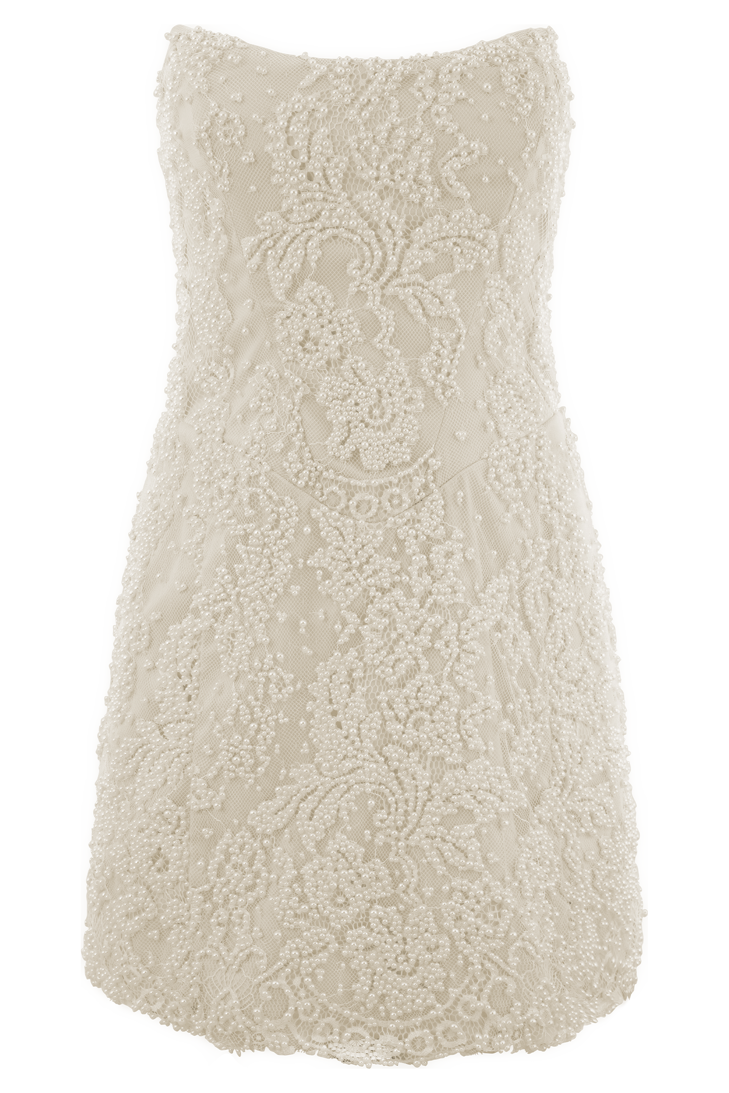 Eva Hand Beaded Pearl & Lace Mini Dress - White - Image 9