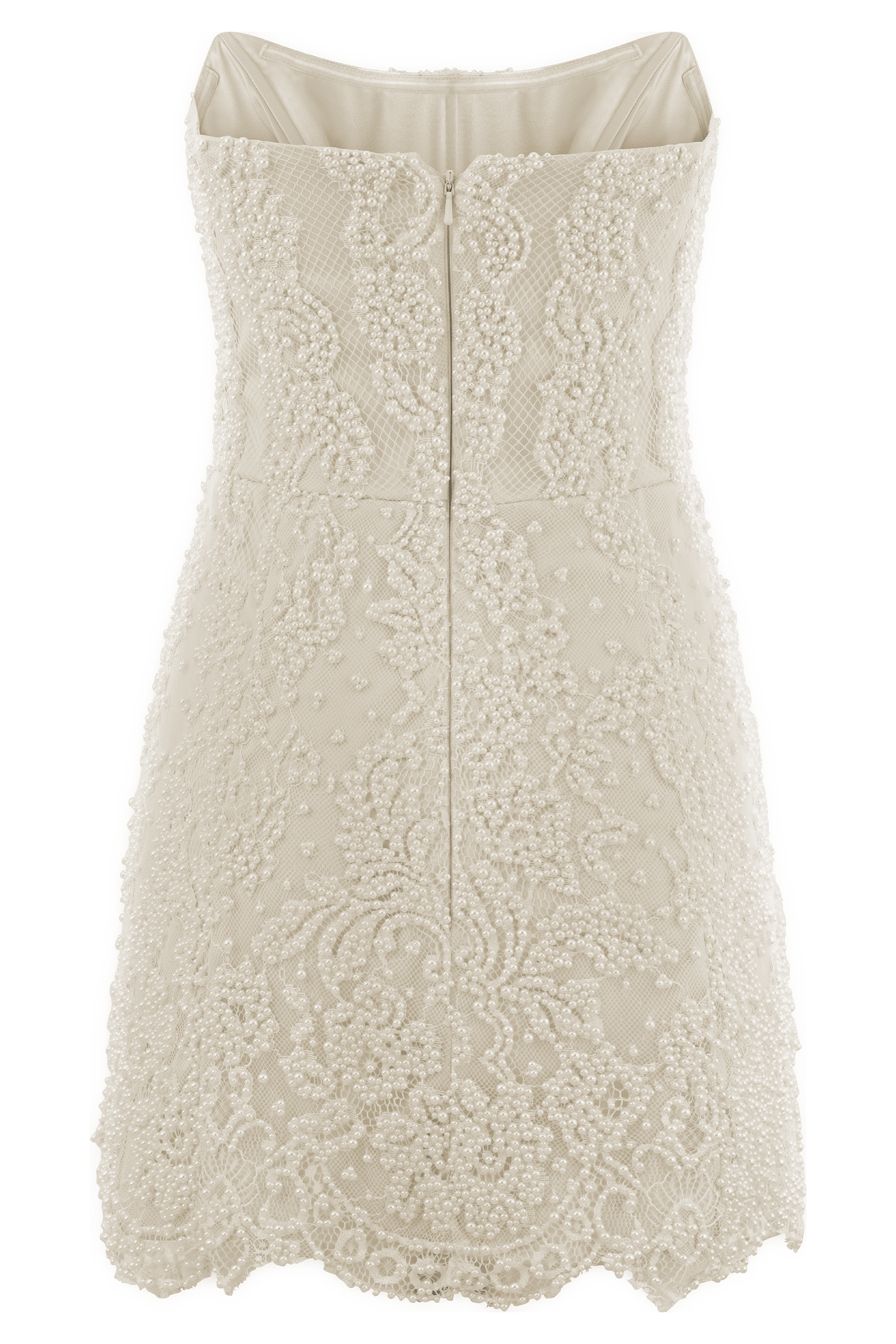 Eva Hand Beaded Pearl & Lace Mini Dress - White - Image 8