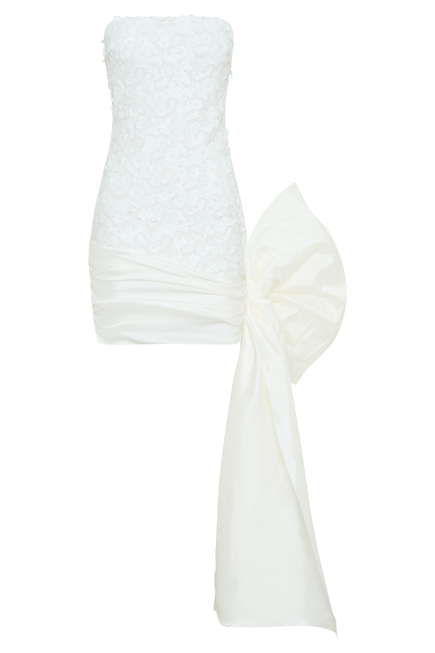 Franka Strapless Bow Mini Dress - White - Image 10