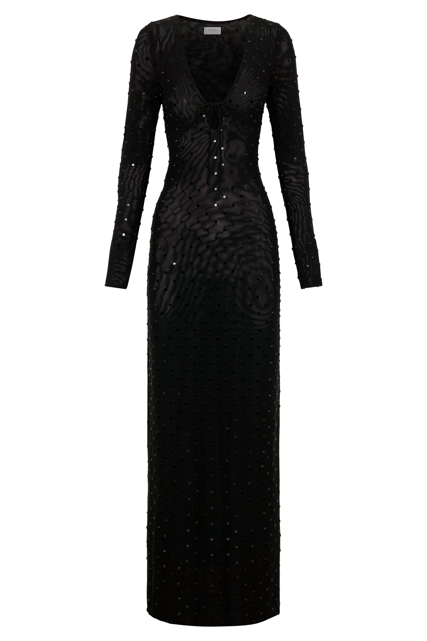 Acadia Diamante Long Sleeve Maxi Dress - Black - Image 11