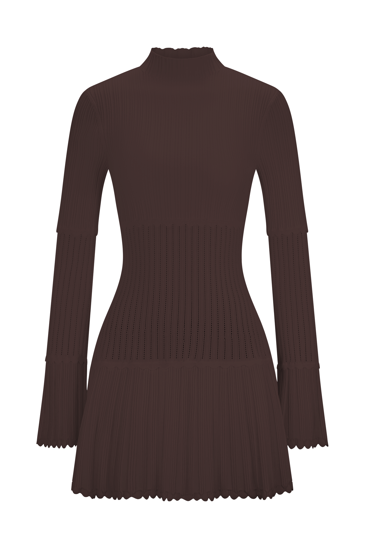Adena Pointelle Knit Mini Dress - Chocolate - Image 11