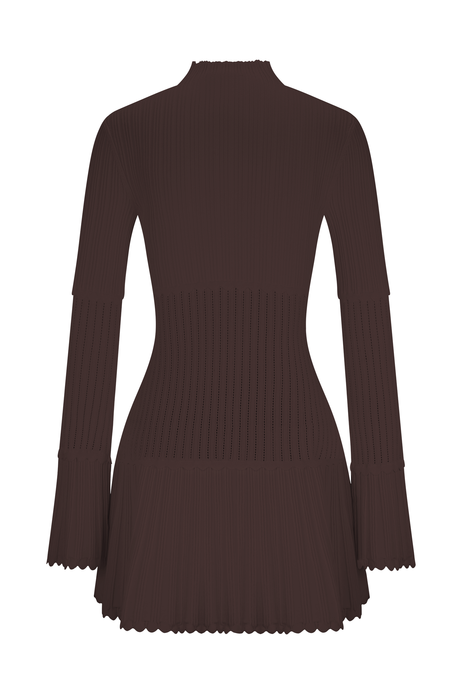 Adena Pointelle Knit Mini Dress - Chocolate - Image 10