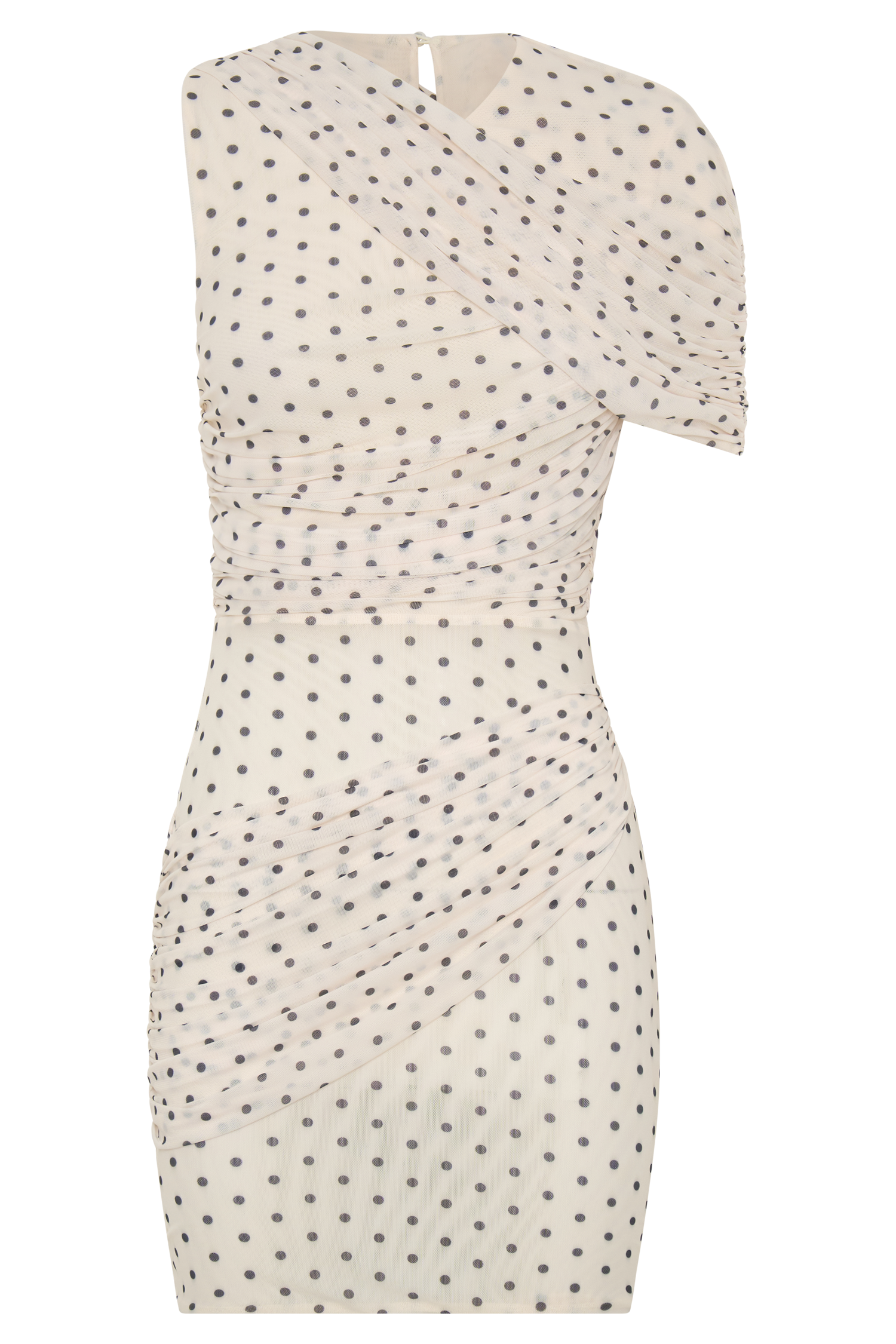 Adrienne One Shoulder Mesh Mini Dress - Polka Dot - Image 9